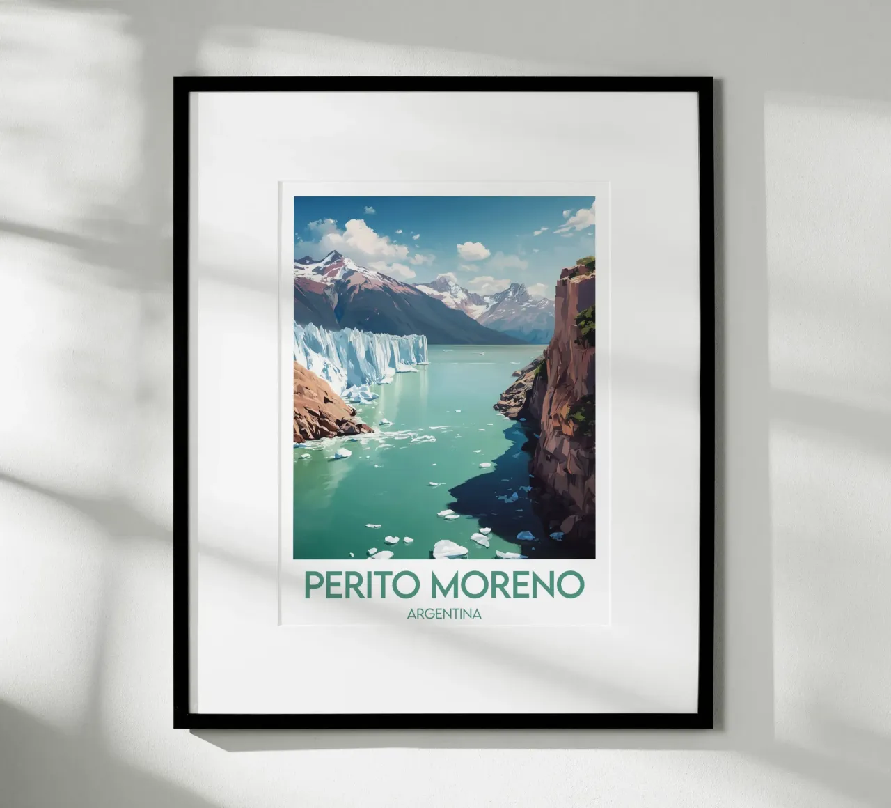 Affiche Perito Moreno poster con telaio in legno da Frame the World