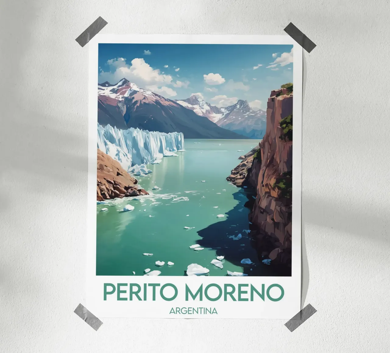Affiche Perito Moreno poster con telaio in legno da Frame the World