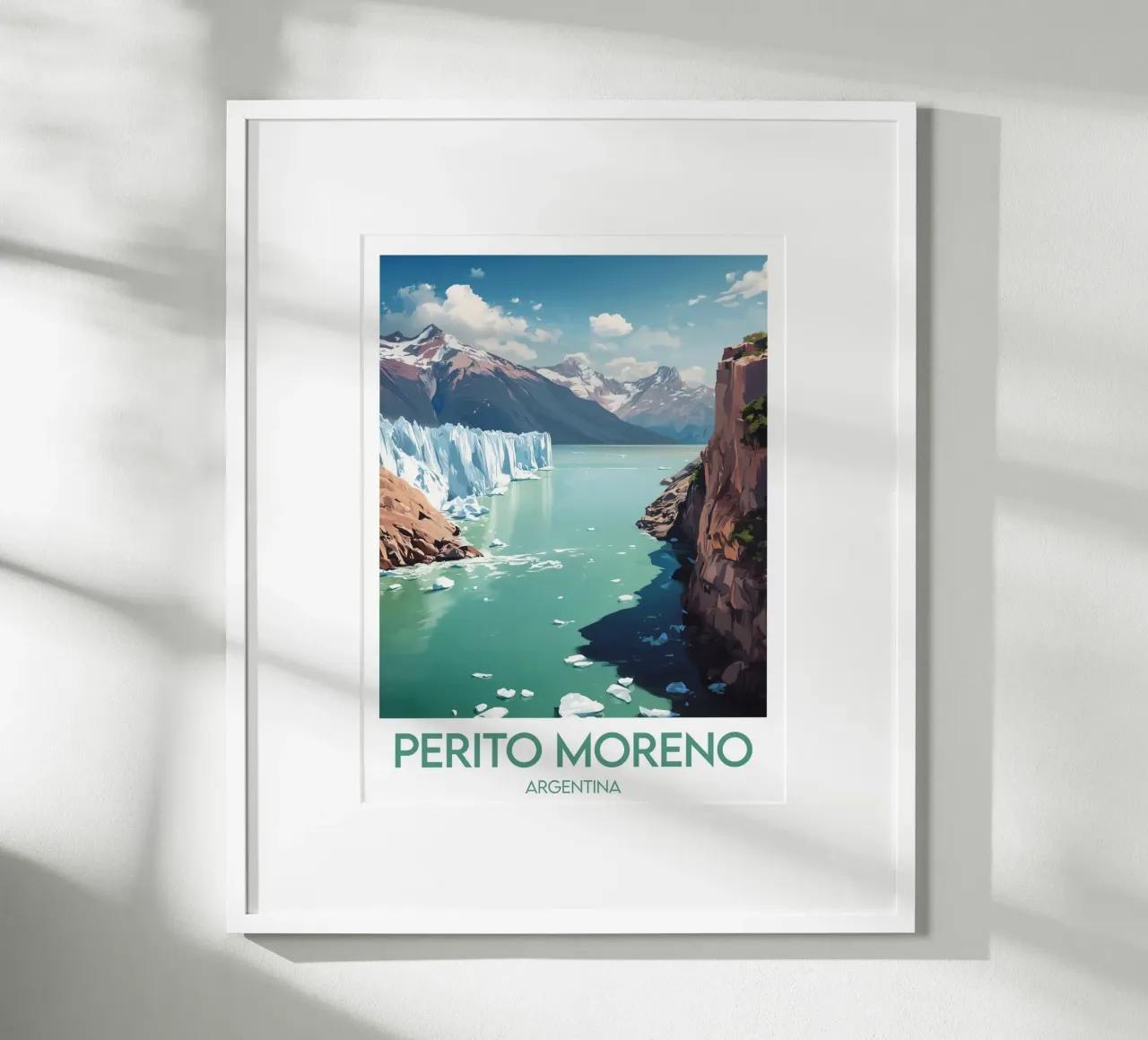Affiche Perito Moreno poster con telaio in legno da Frame the World