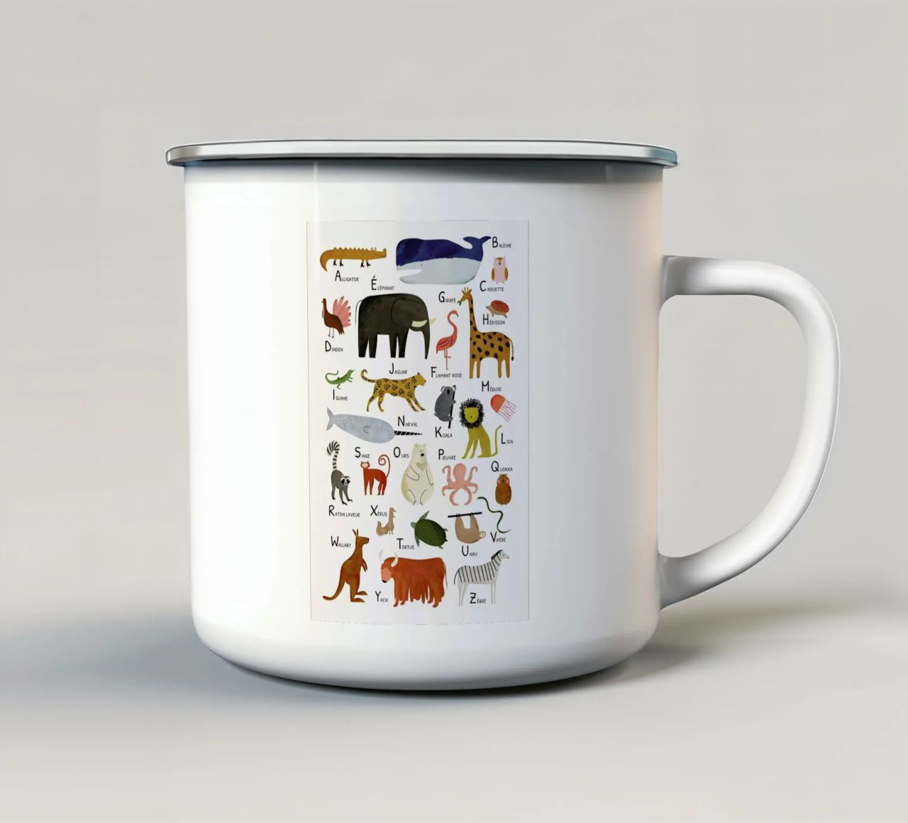 Abécédaire des animaux tazza in smalto da Little Flourishes