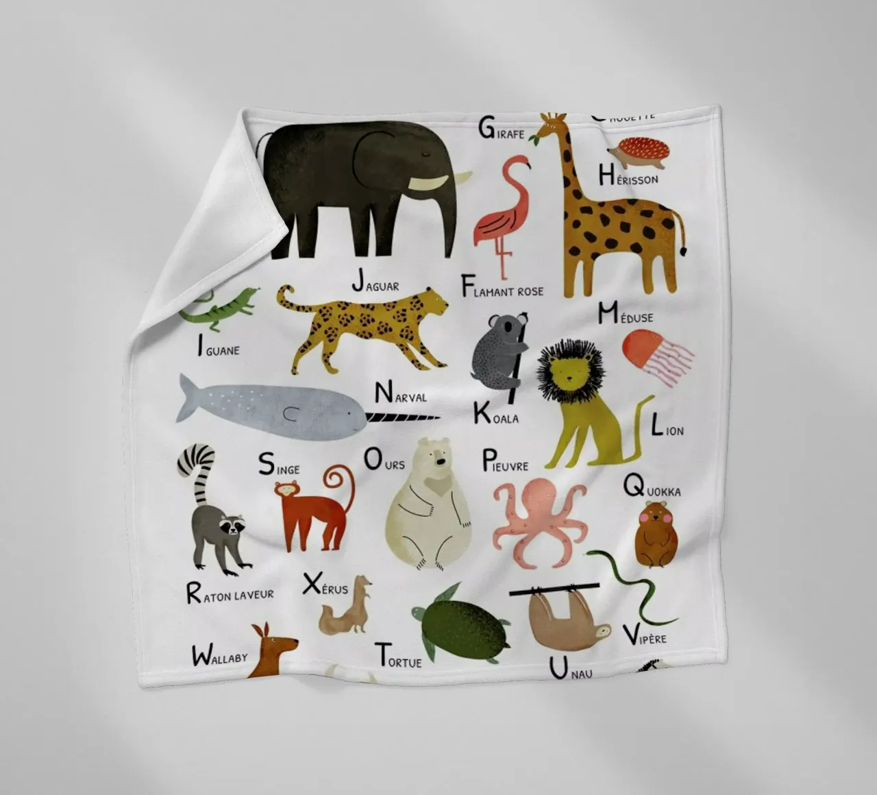 Abécédaire des animaux fleece blanket by Little Flourishes