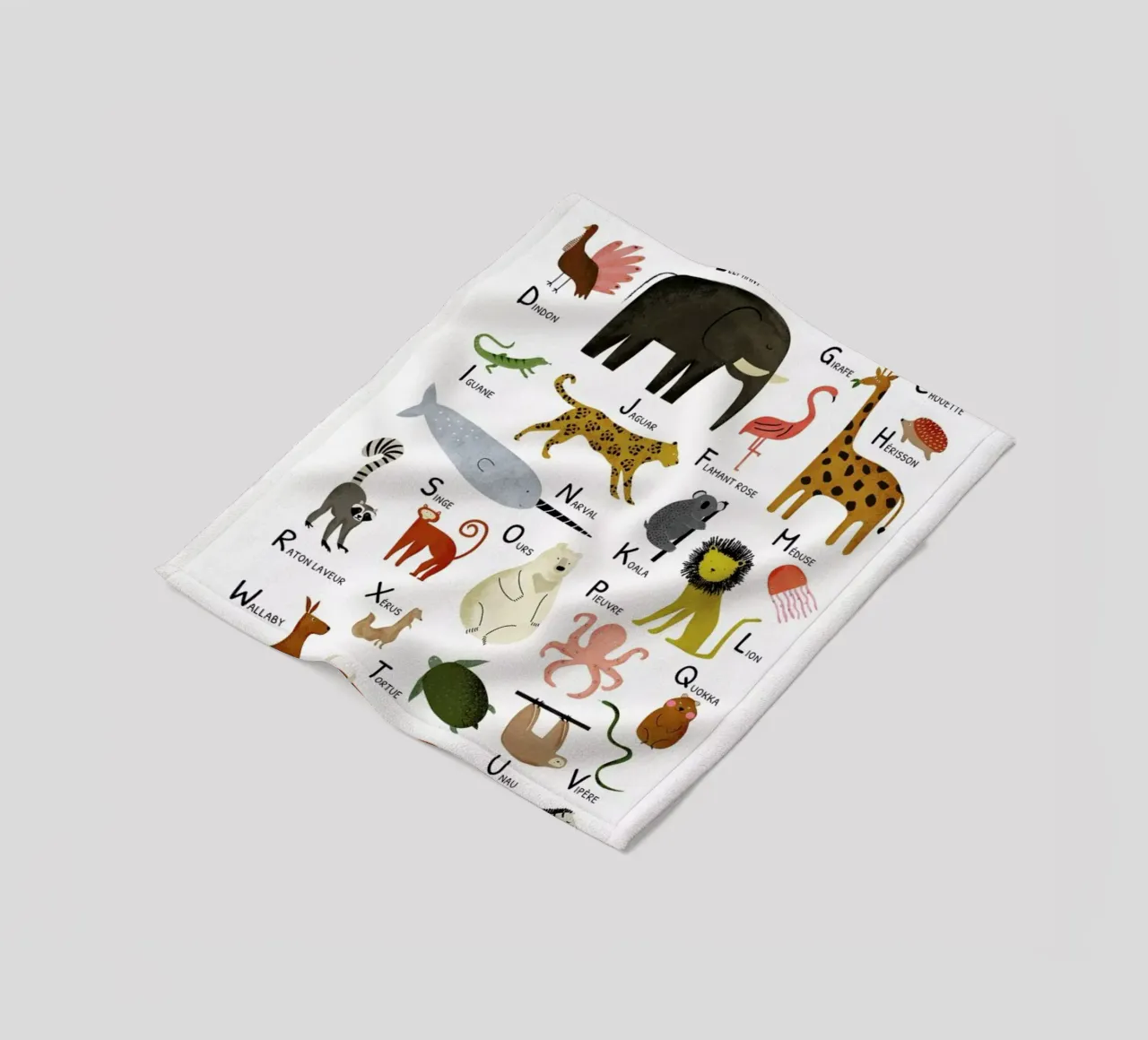 Abécédaire des animaux fleece blanket by Little Flourishes