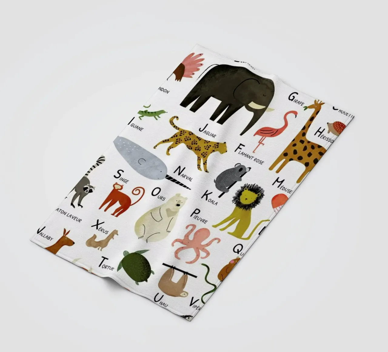 Abécédaire des animaux fleece blanket by Little Flourishes