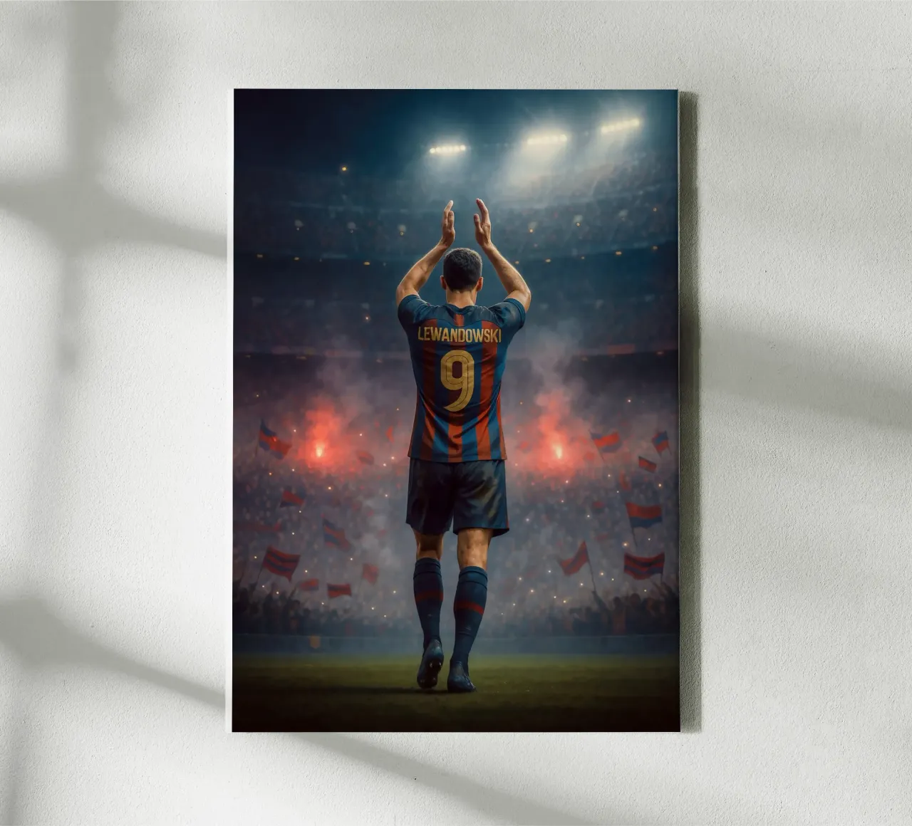 Robert Lewandowski Poster - Pools Spits Icoon canvas met Baklijst van Lootprint