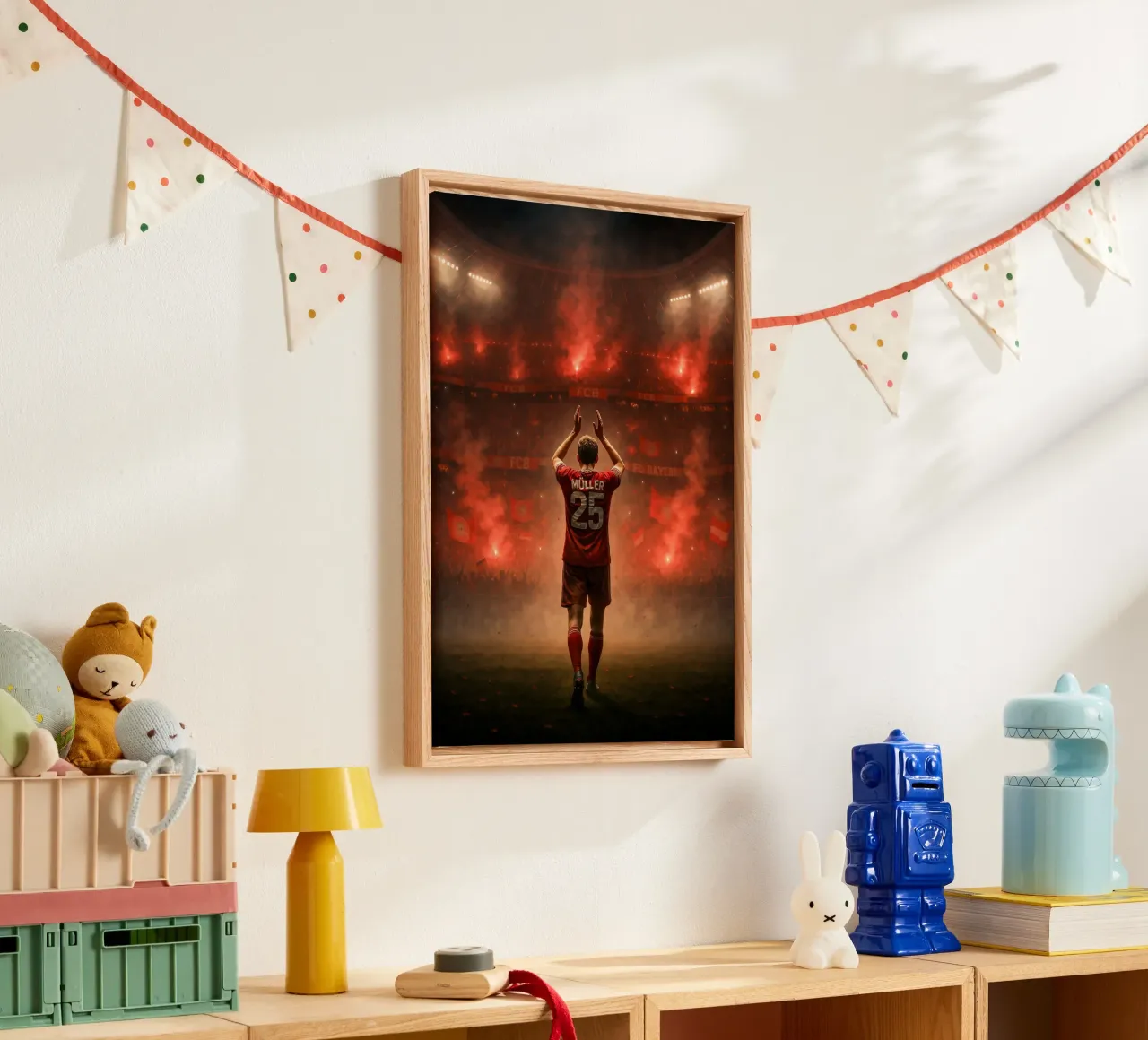 Poster di Thomas Müller - Momento d'addio della leggenda del Bayern tela con Cornice a cassetta da Lootprint