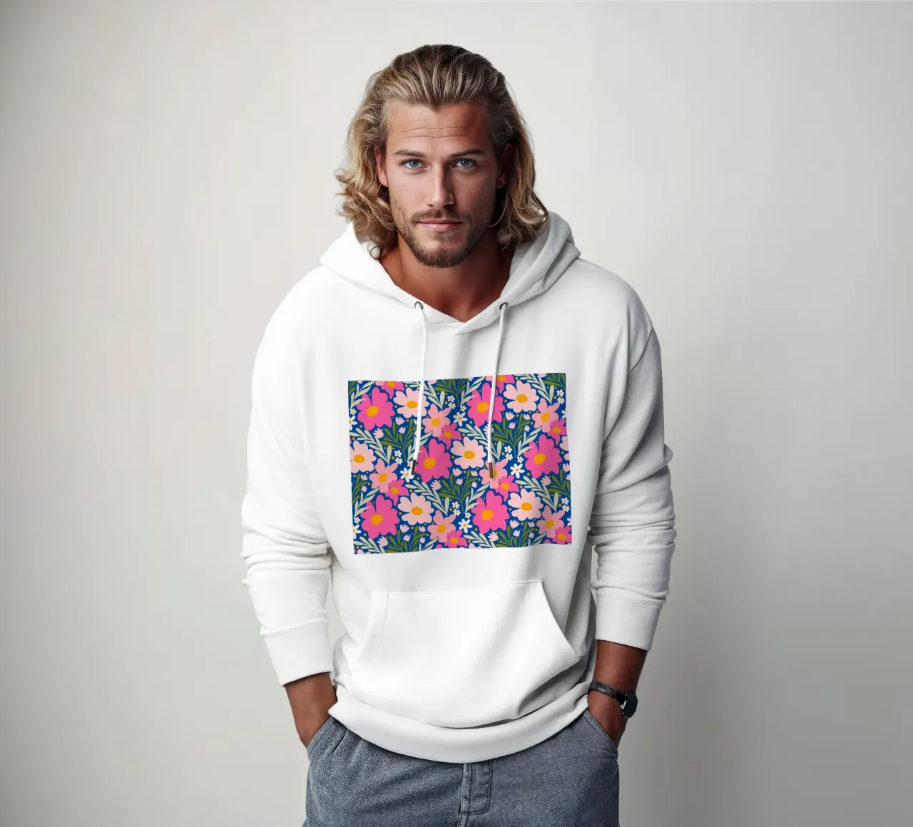 Poder de las flores rosas sudadera con capucha de Wackapacka