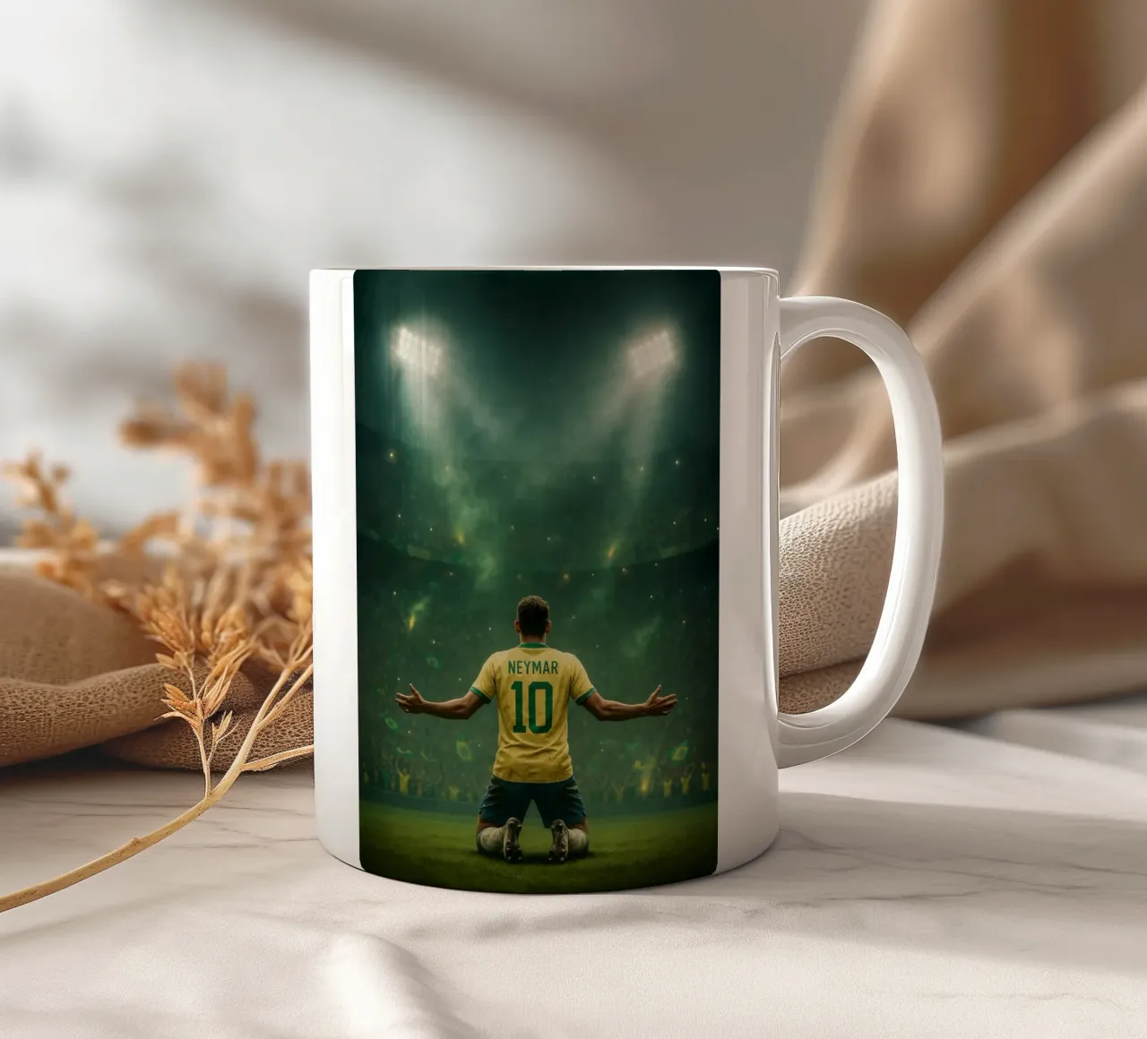 Neymar Poster – Brazil’s Emotional Football Hero ceramic mug by Lootprint