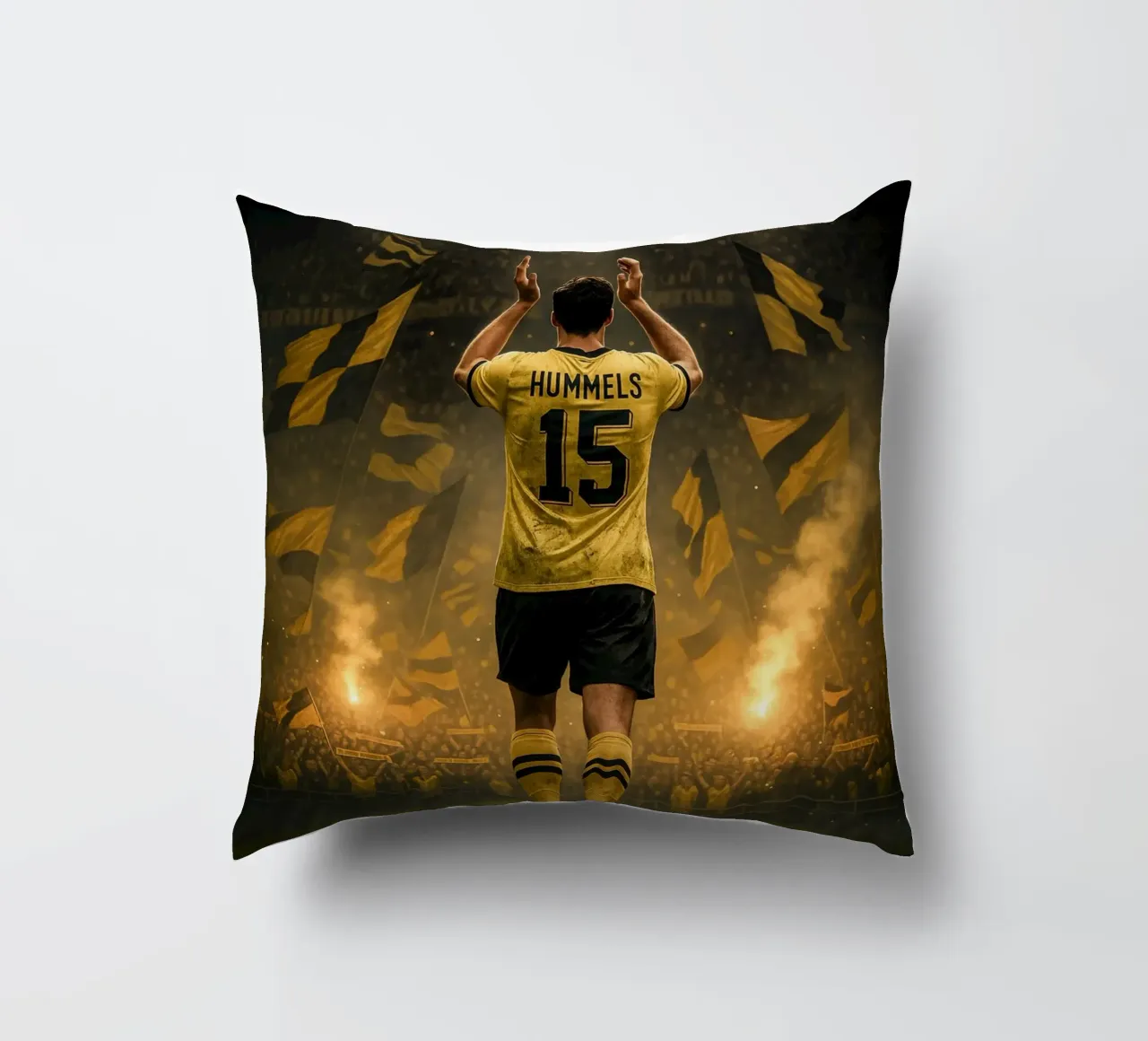 Poster BVB di Mats Hummels - La notte e l'eredità di Dortmund cuscino da Lootprint
