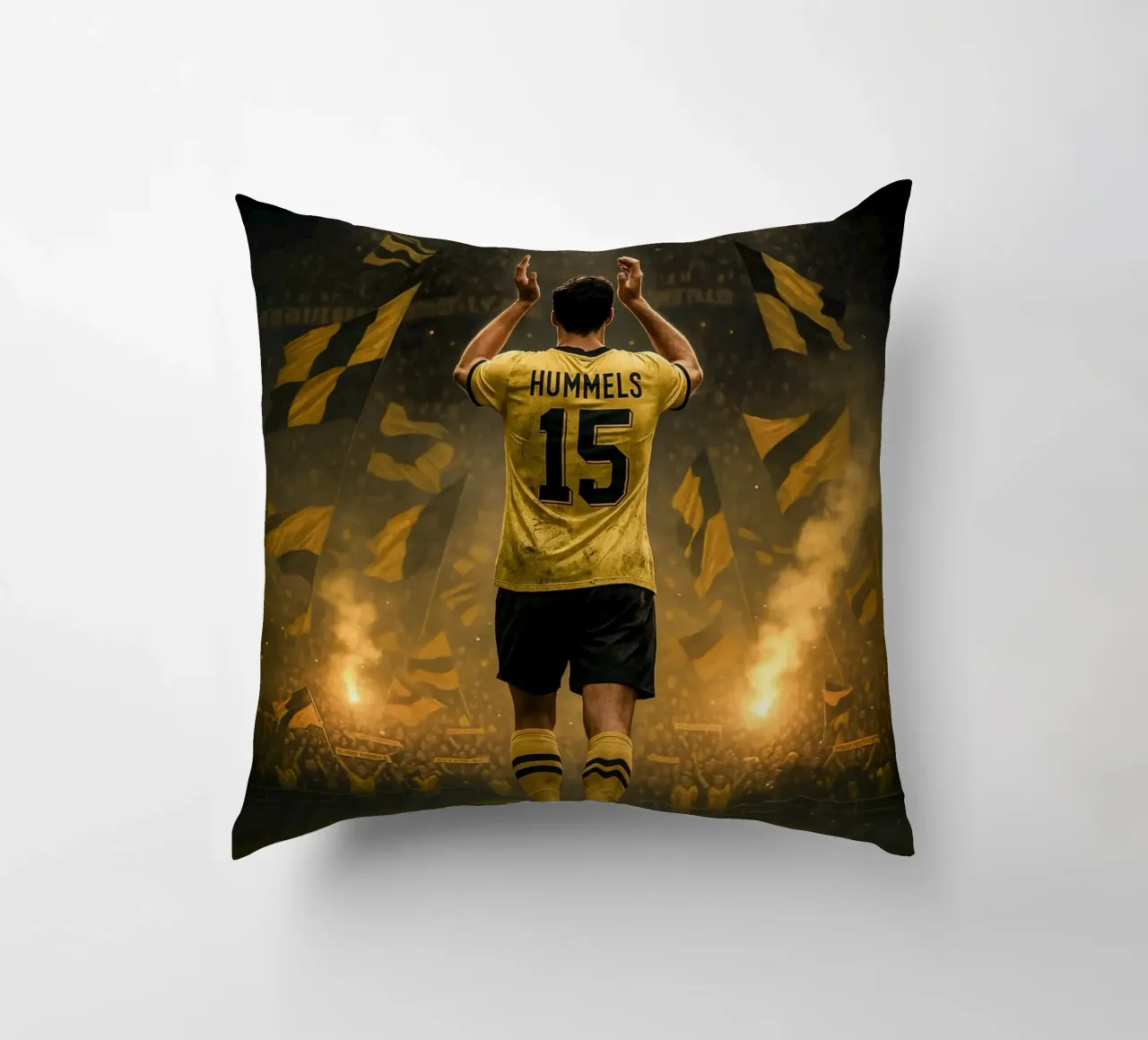 Poster BVB di Mats Hummels - La notte e l'eredità di Dortmund cuscino da Lootprint