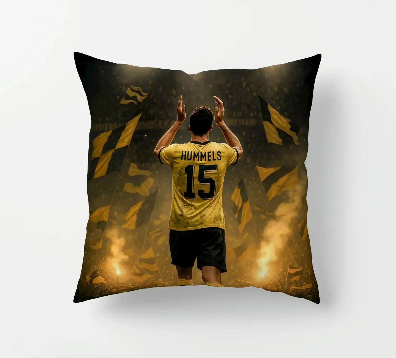 Poster BVB di Mats Hummels - La notte e l'eredità di Dortmund cuscino da Lootprint
