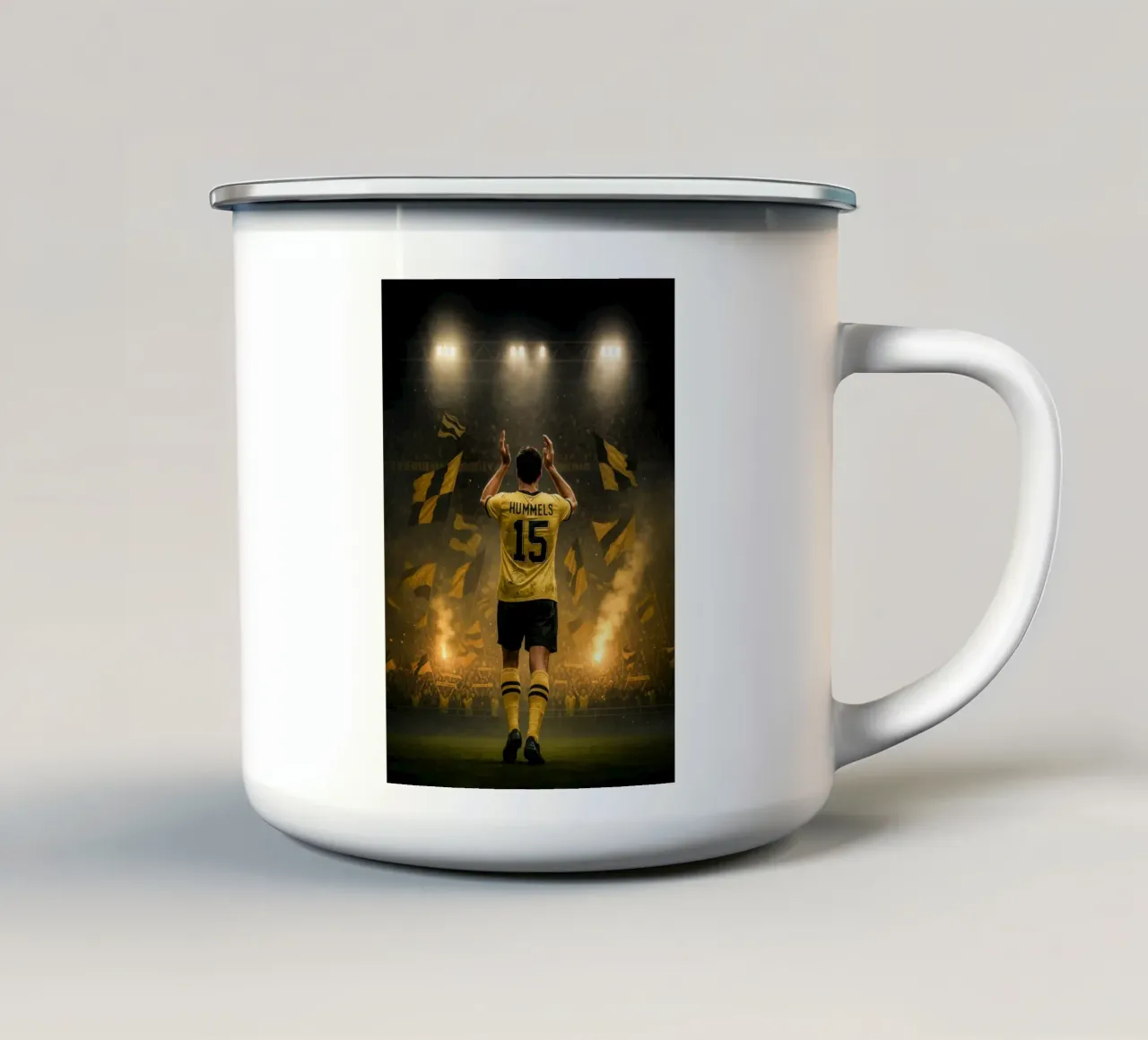 Poster BVB di Mats Hummels - La notte e l'eredità di Dortmund tazza in smalto da Lootprint