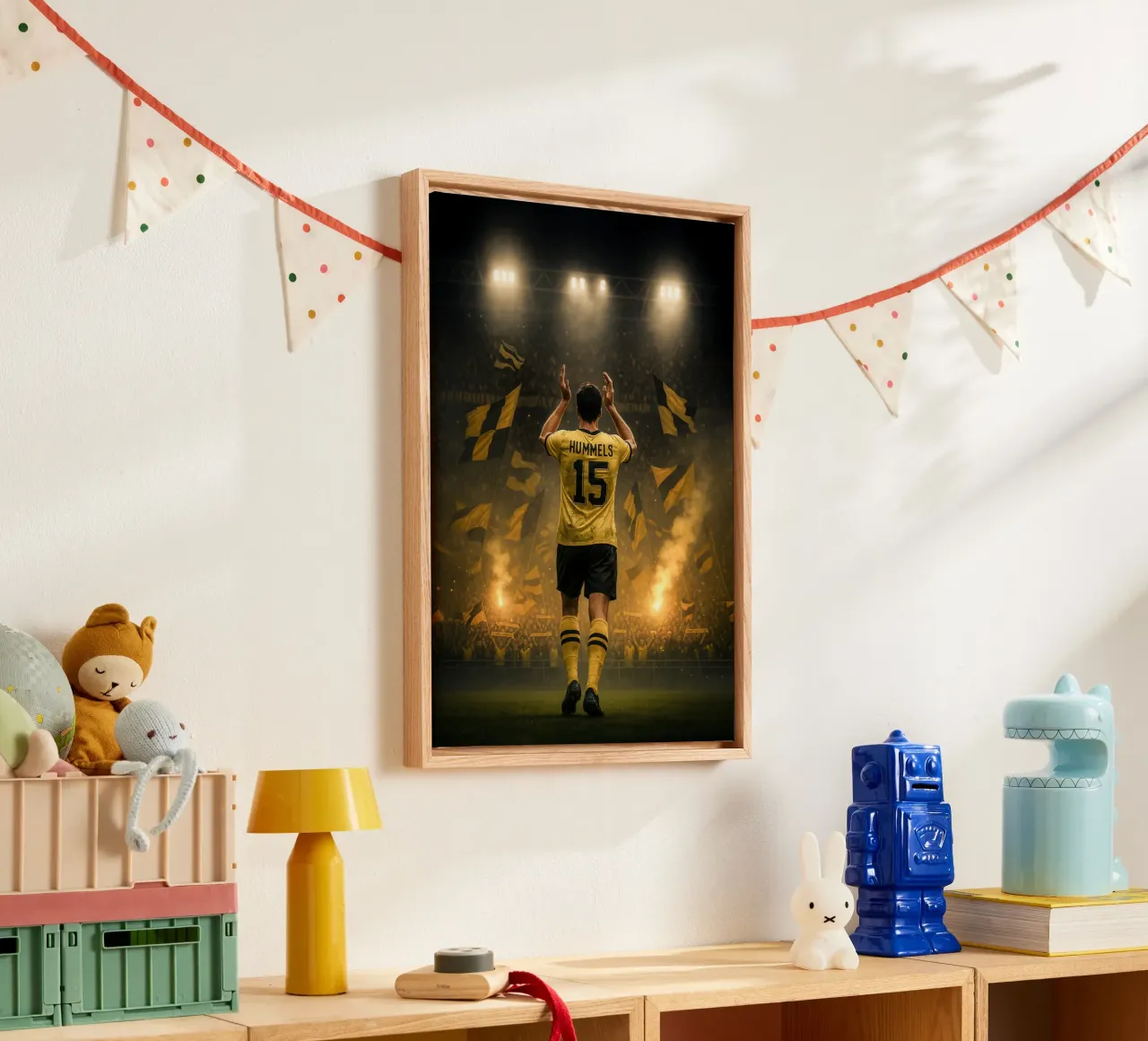 Poster BVB di Mats Hummels - La notte e l'eredità di Dortmund tela con Cornice a cassetta da Lootprint