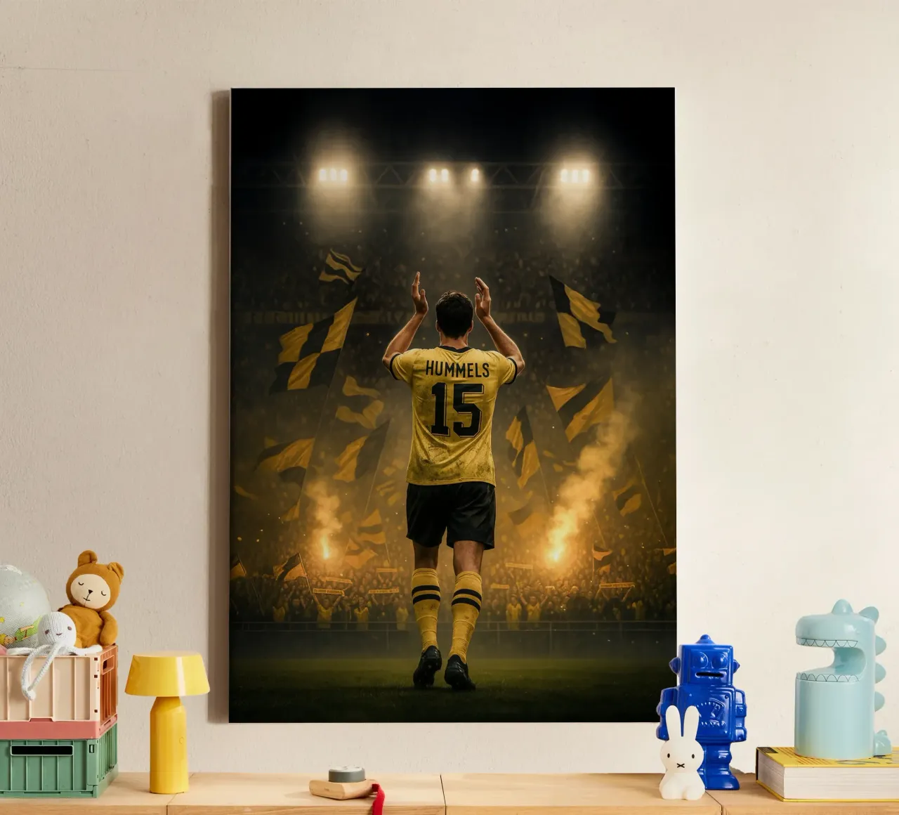 Poster BVB di Mats Hummels - La notte e l'eredità di Dortmund tela con Cornice a cassetta da Lootprint