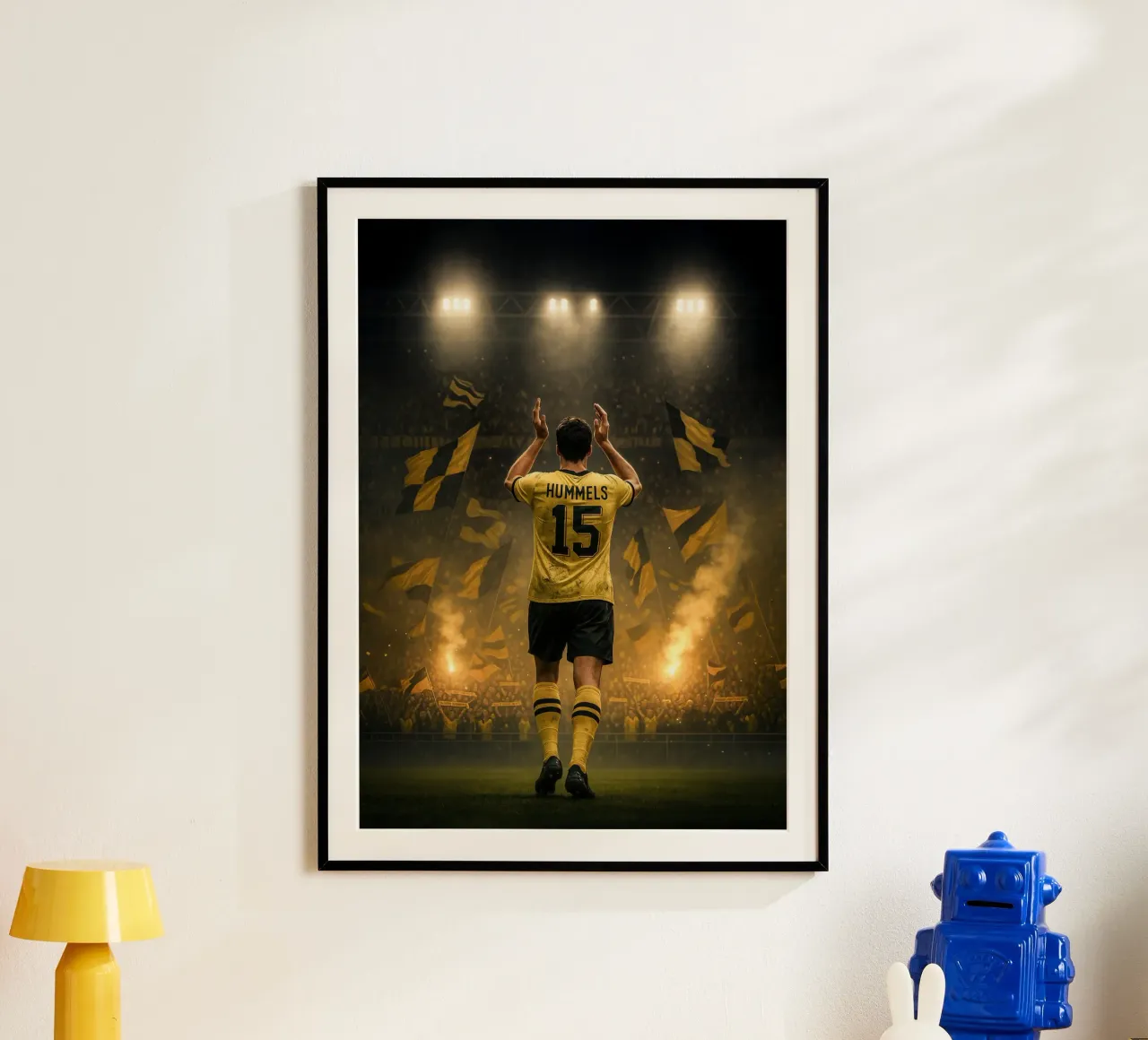 Poster BVB di Mats Hummels - La notte e l'eredità di Dortmund poster con telaio in legno da Lootprint