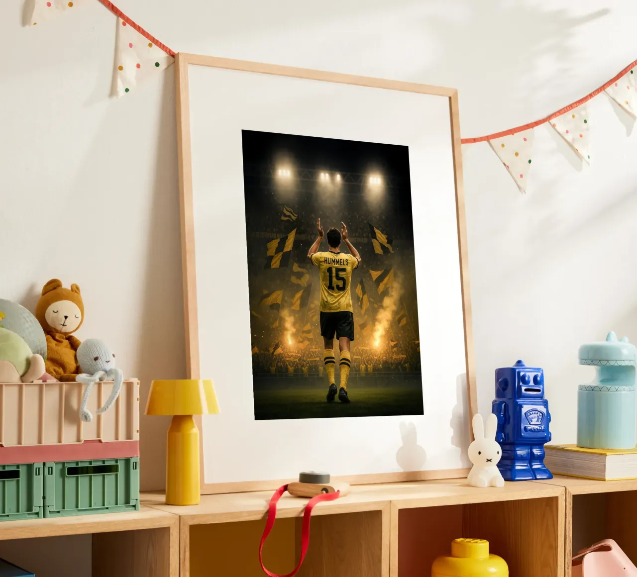 Poster BVB di Mats Hummels - La notte e l'eredità di Dortmund poster con telaio in legno da Lootprint