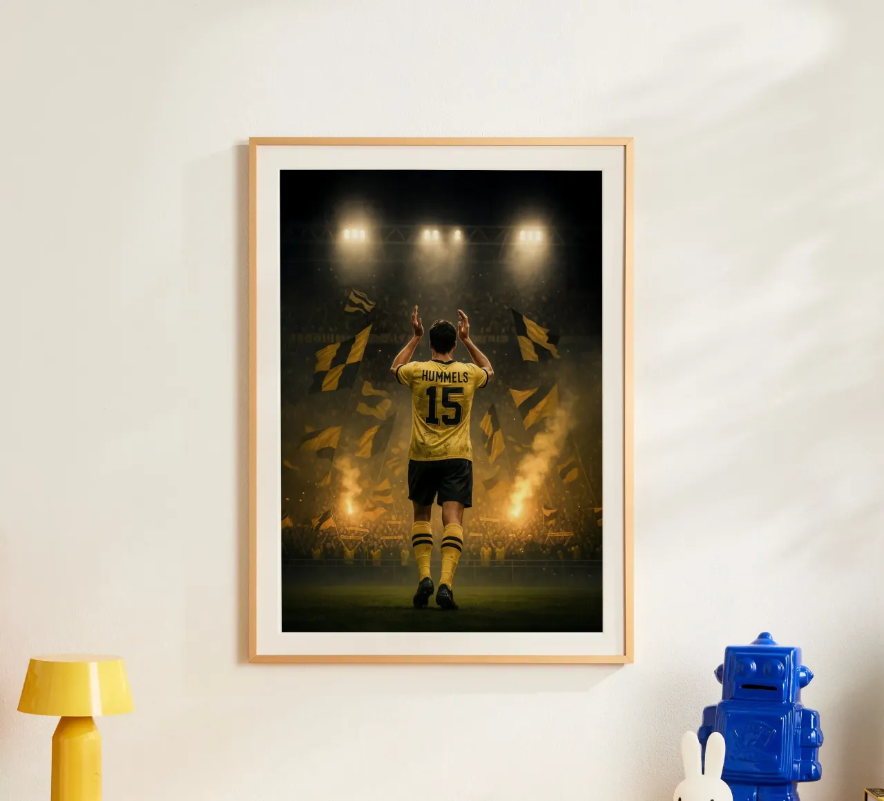 Poster BVB di Mats Hummels - La notte e l'eredità di Dortmund poster con telaio in legno da Lootprint