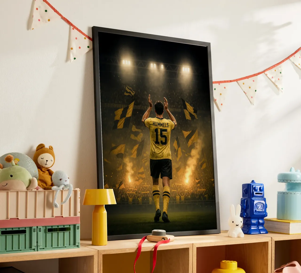 Poster BVB di Mats Hummels - La notte e l'eredità di Dortmund poster con telaio in legno da Lootprint