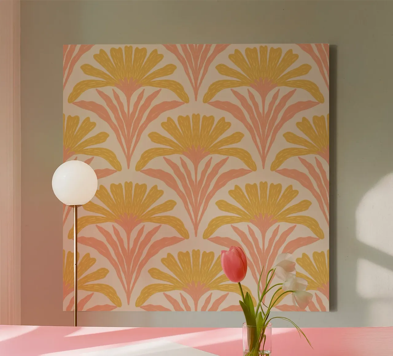 Abstracte dhalias canvas met Baklijst van Wackapacka