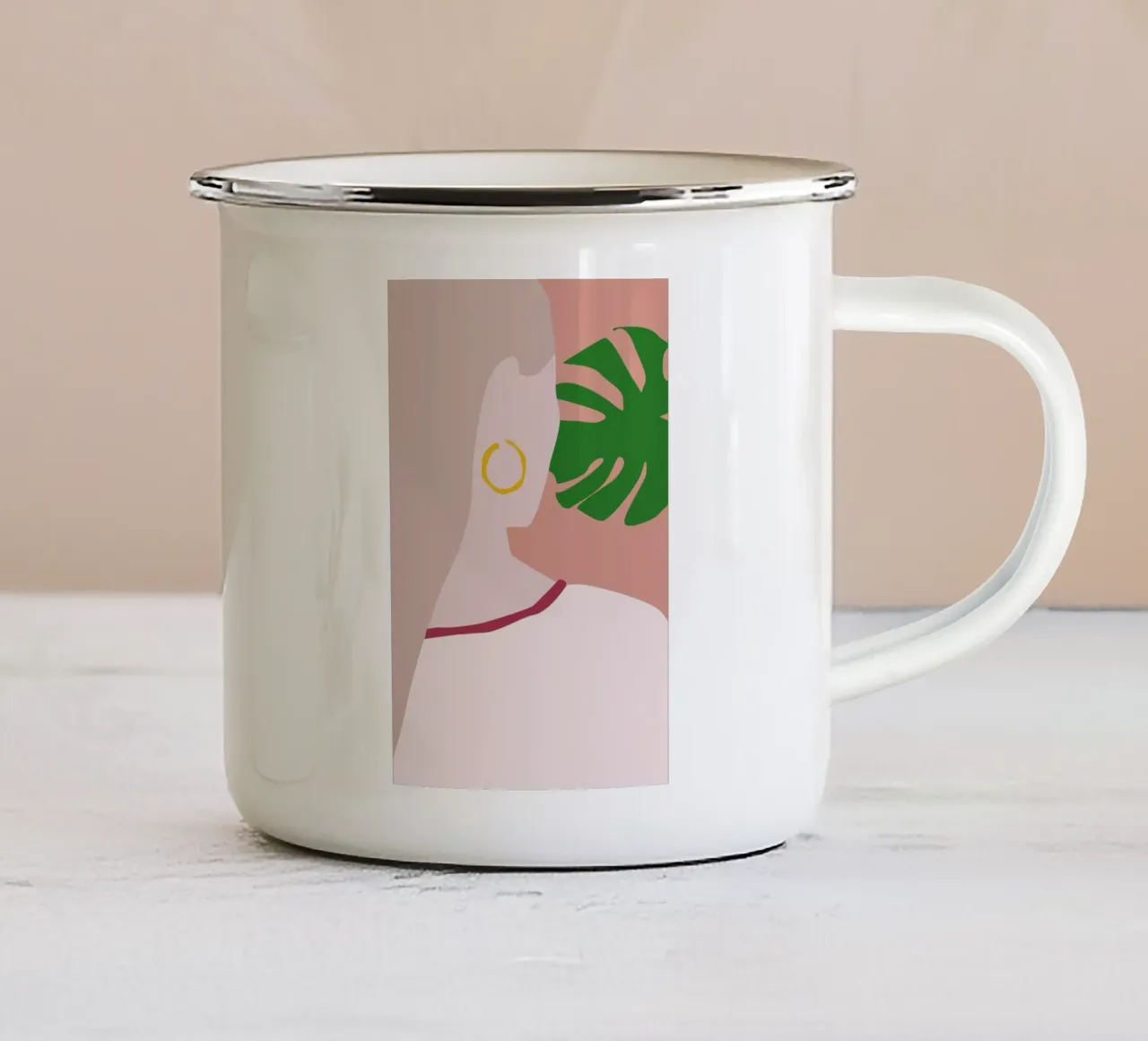 Monstera tazza in smalto da Helena Ravenne