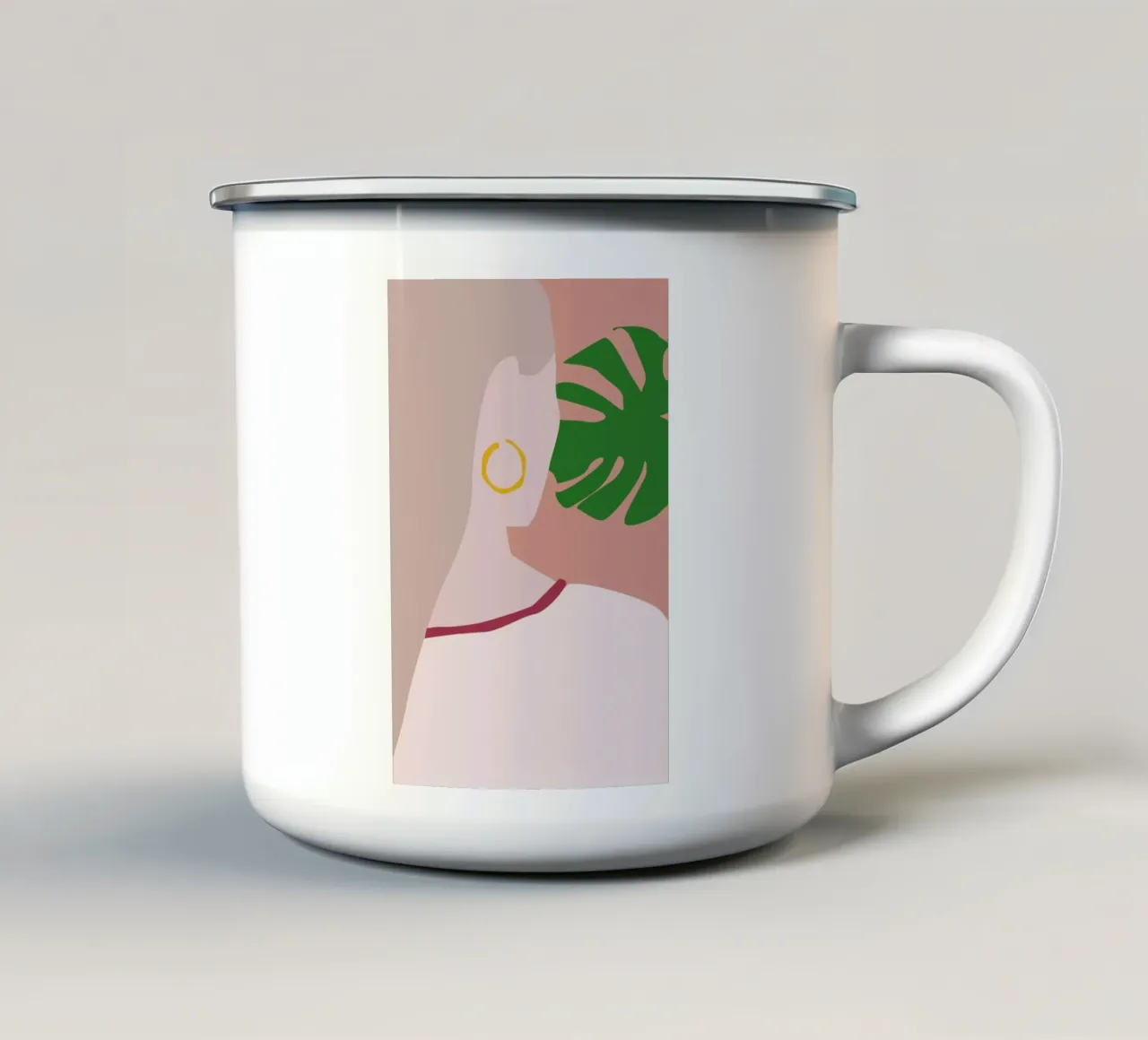 Monstera tazza in smalto da Helena Ravenne