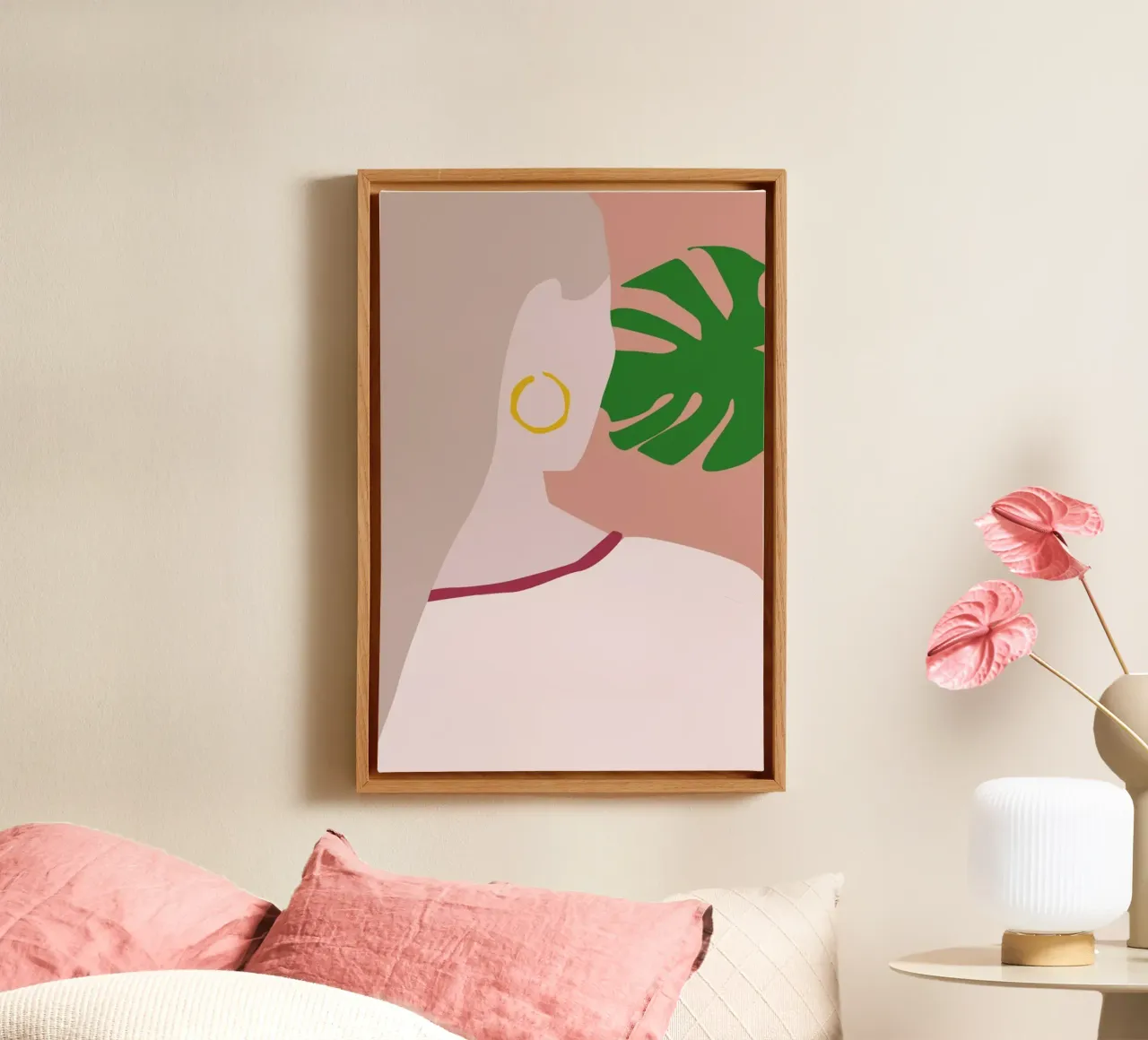Monstera tela con Cornice a cassetta da Helena Ravenne