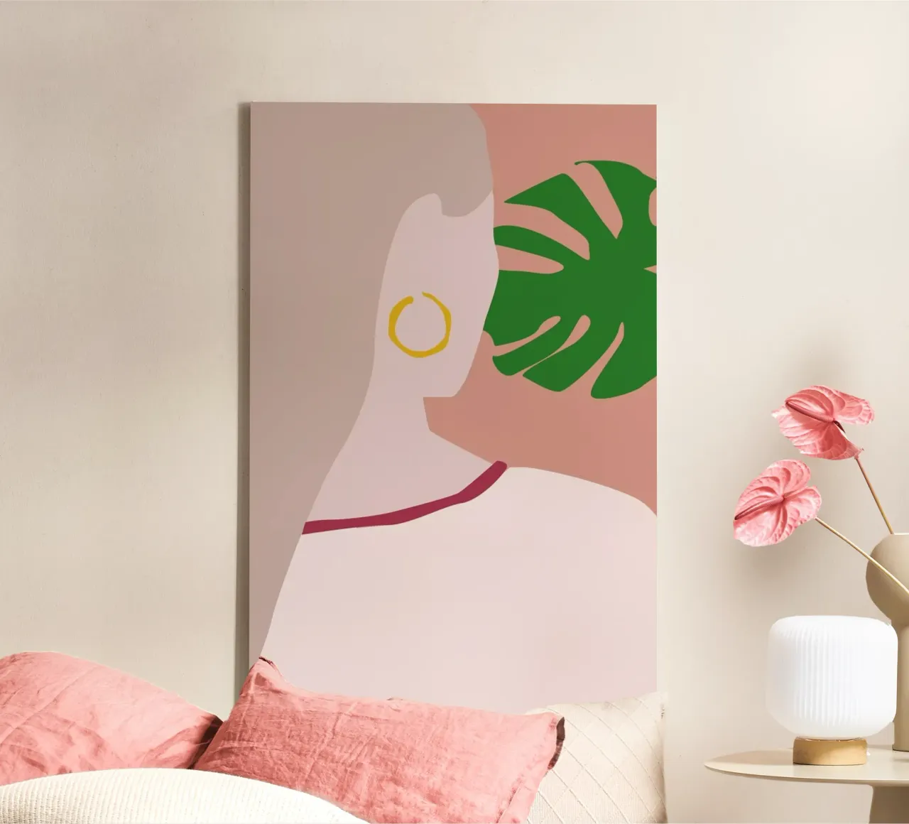 Monstera tela con Cornice a cassetta da Helena Ravenne