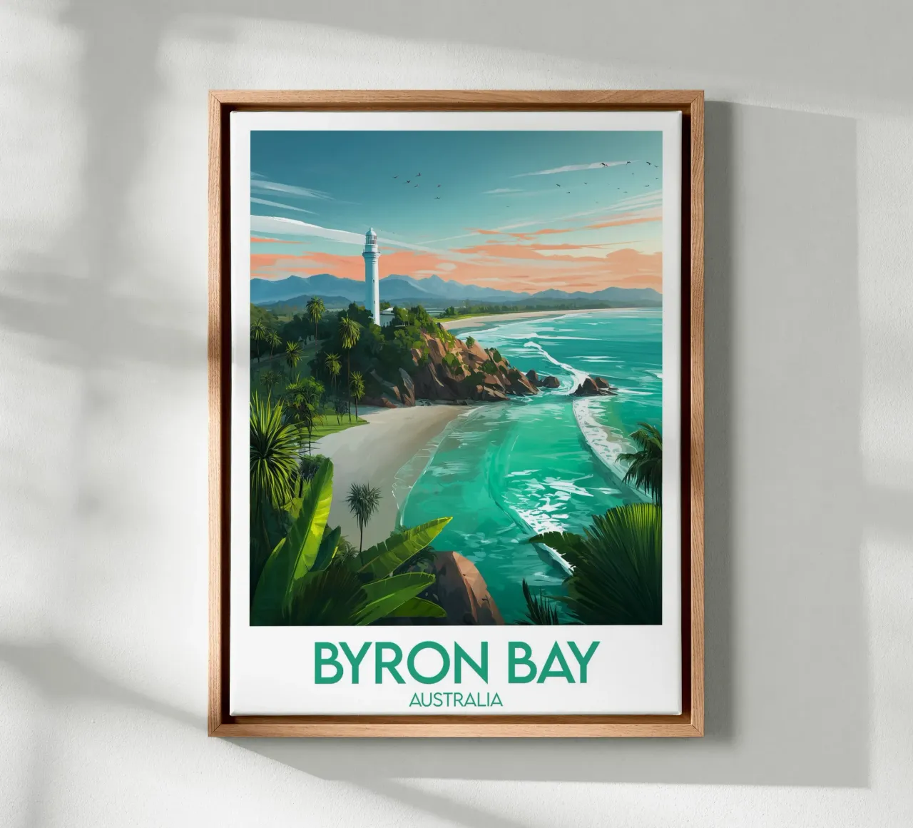 Affiche Byron Bay tela con Cornice a cassetta da Frame the World