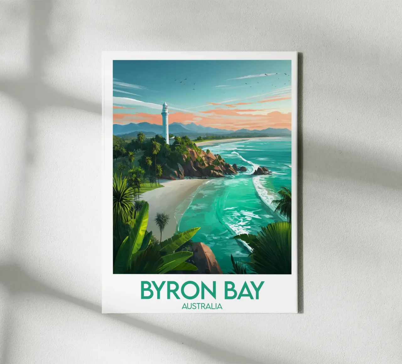 Affiche Byron Bay tela con Cornice a cassetta da Frame the World