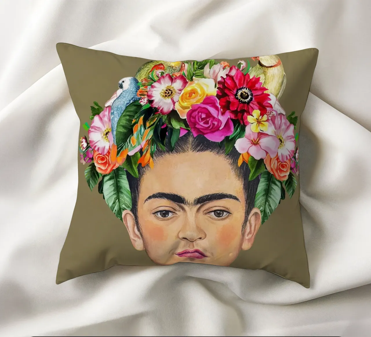 Frida Botanical Bird Elegance decorative cushion by Carinaprint