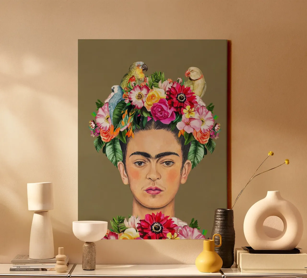 Frida Botanische Vogel Eleganz Leinwand von Carinaprint