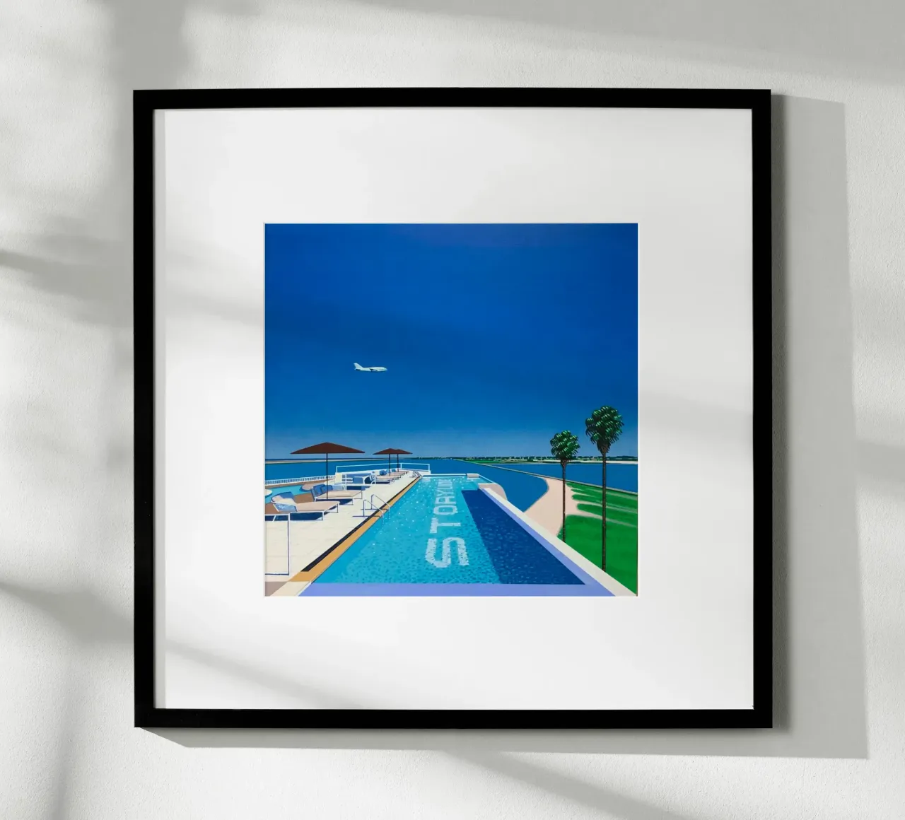Piscina e mare - Hiroshi Nagai poster con telaio in legno da Perdana shop