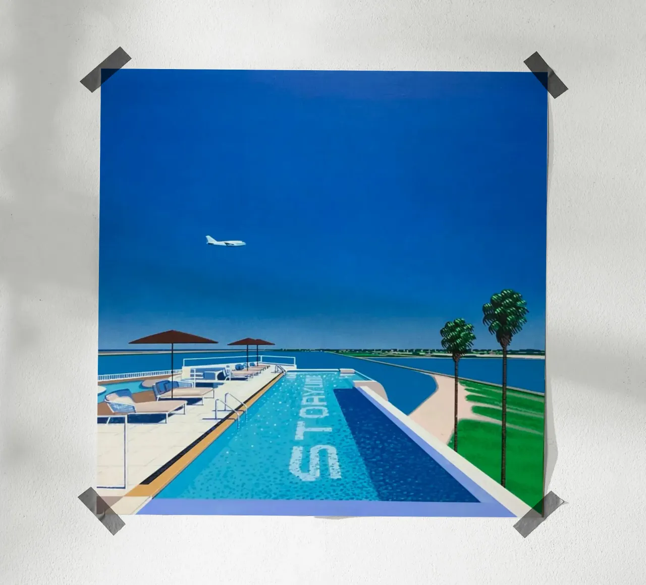 Piscina e mare - Hiroshi Nagai poster con telaio in legno da Perdana shop