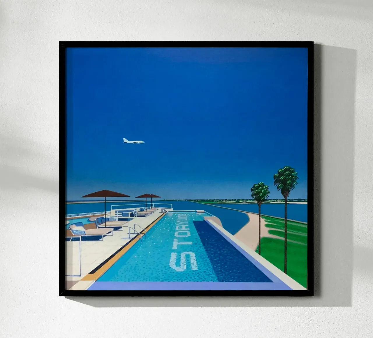Piscina e mare - Hiroshi Nagai poster con telaio in legno da Perdana shop