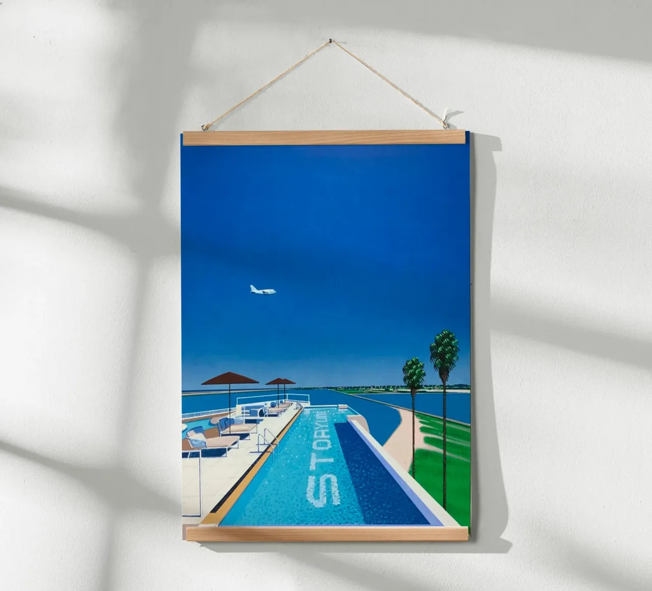 Piscina e mare - Hiroshi Nagai poster con telaio in legno da Perdana shop