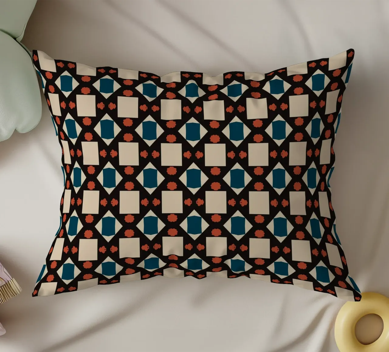Geometrical pattern boho decorative cushion by Little Dean