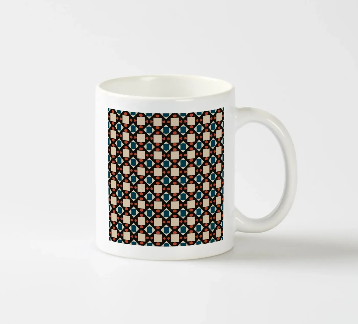 Geometrical pattern boho ceramic mug by Little Dean