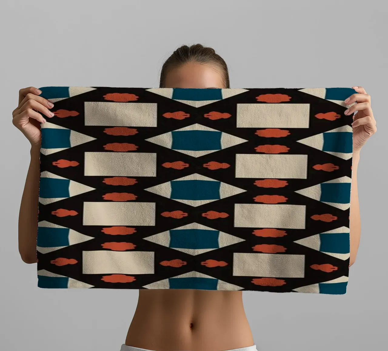 Geometrical pattern boho towel by Little Dean