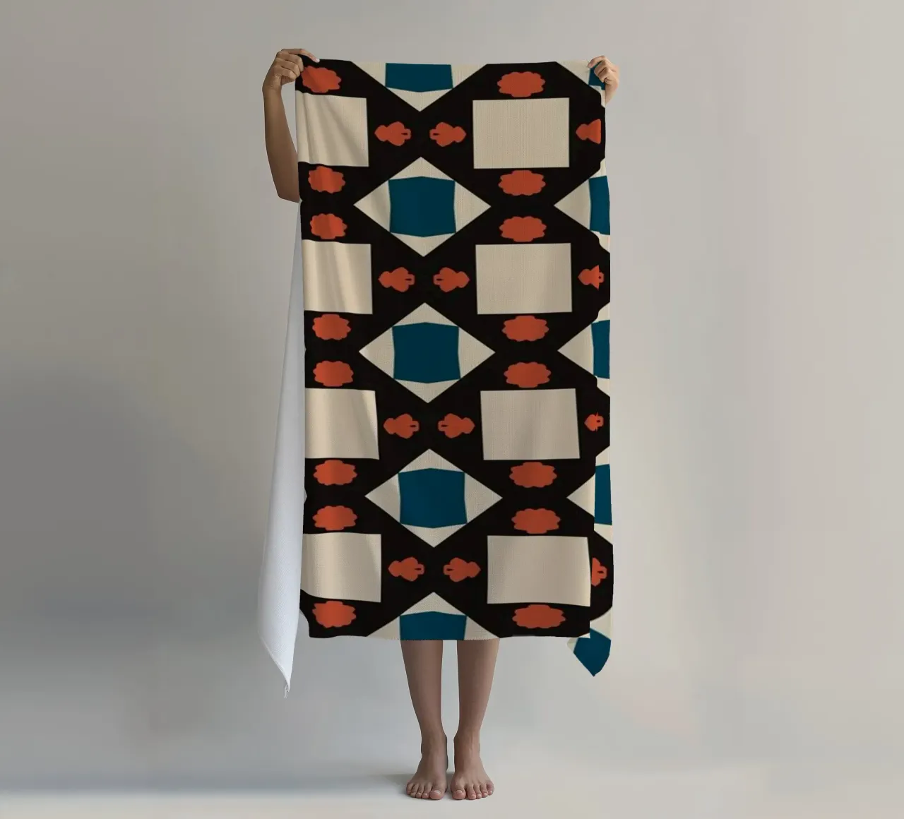 Geometrical pattern boho beach towel by Little Dean