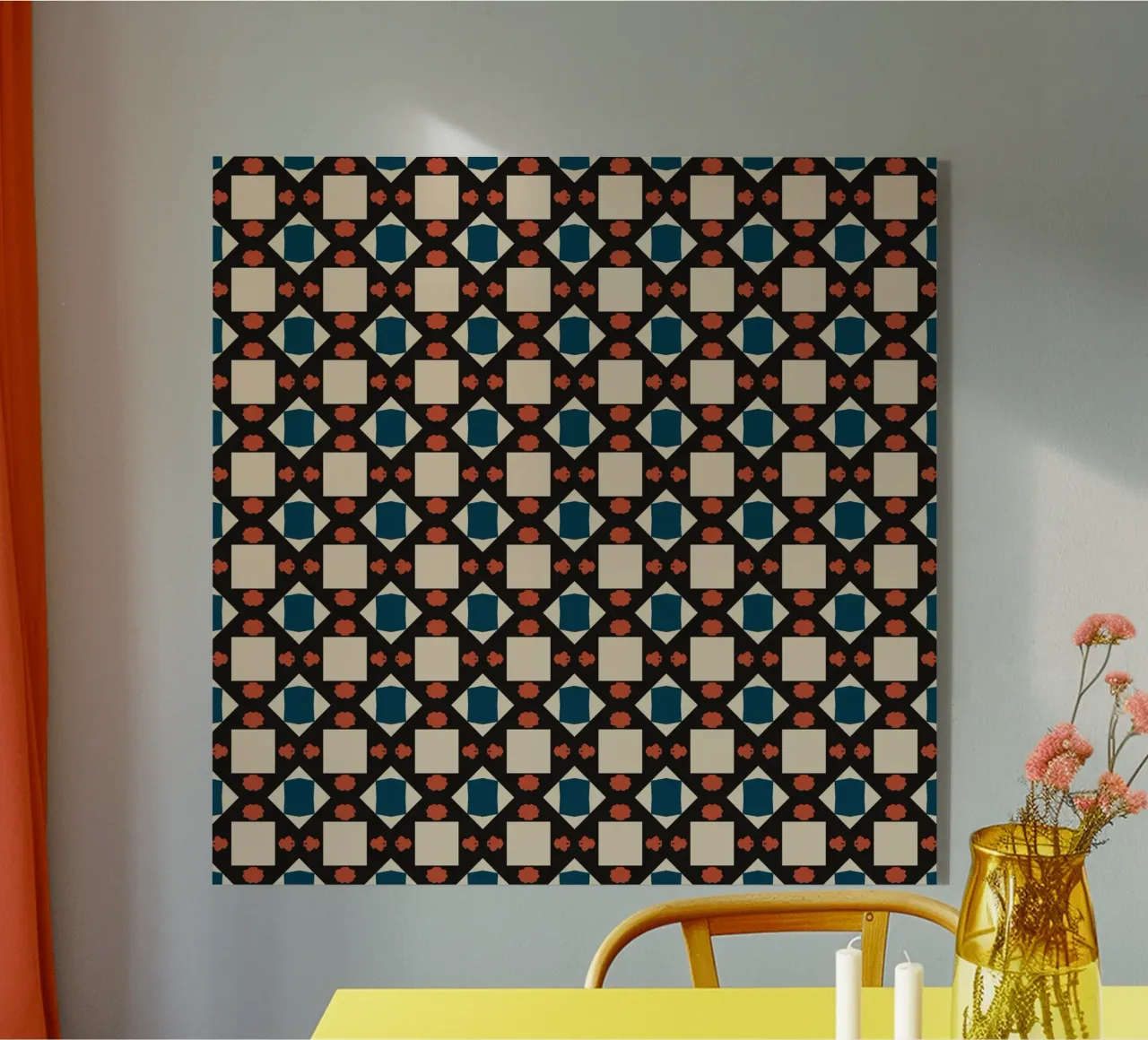 Geometrical pattern boho acrylic glass by Little Dean