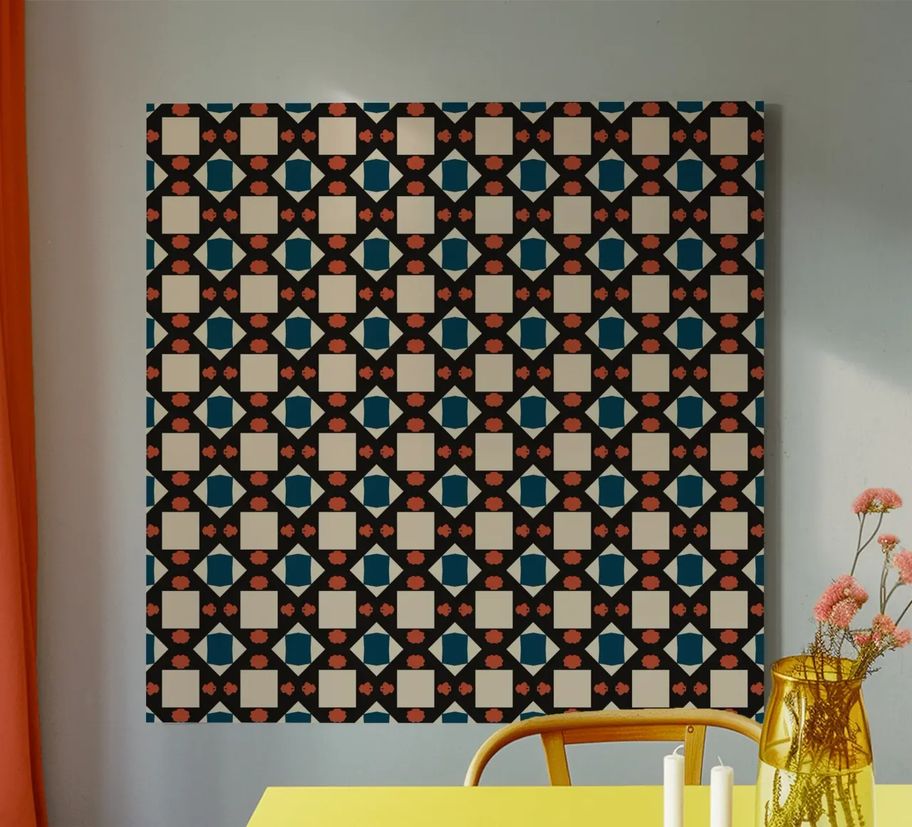 Geometrical pattern boho canvas by Little Dean