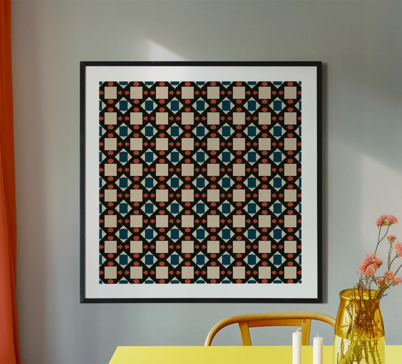 Geometrical pattern boho poster by Little Dean