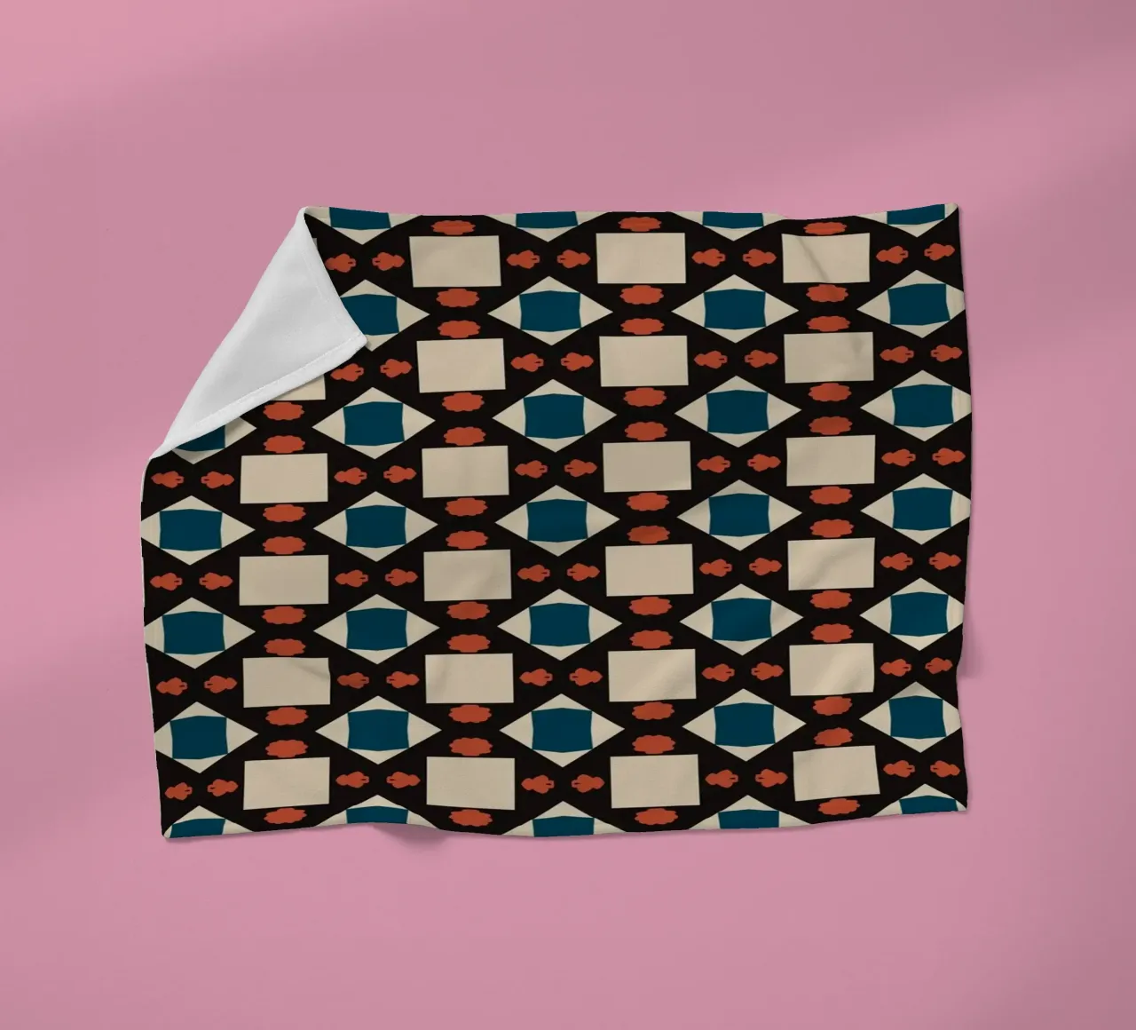 Geometrical pattern boho fleece blanket by Little Dean