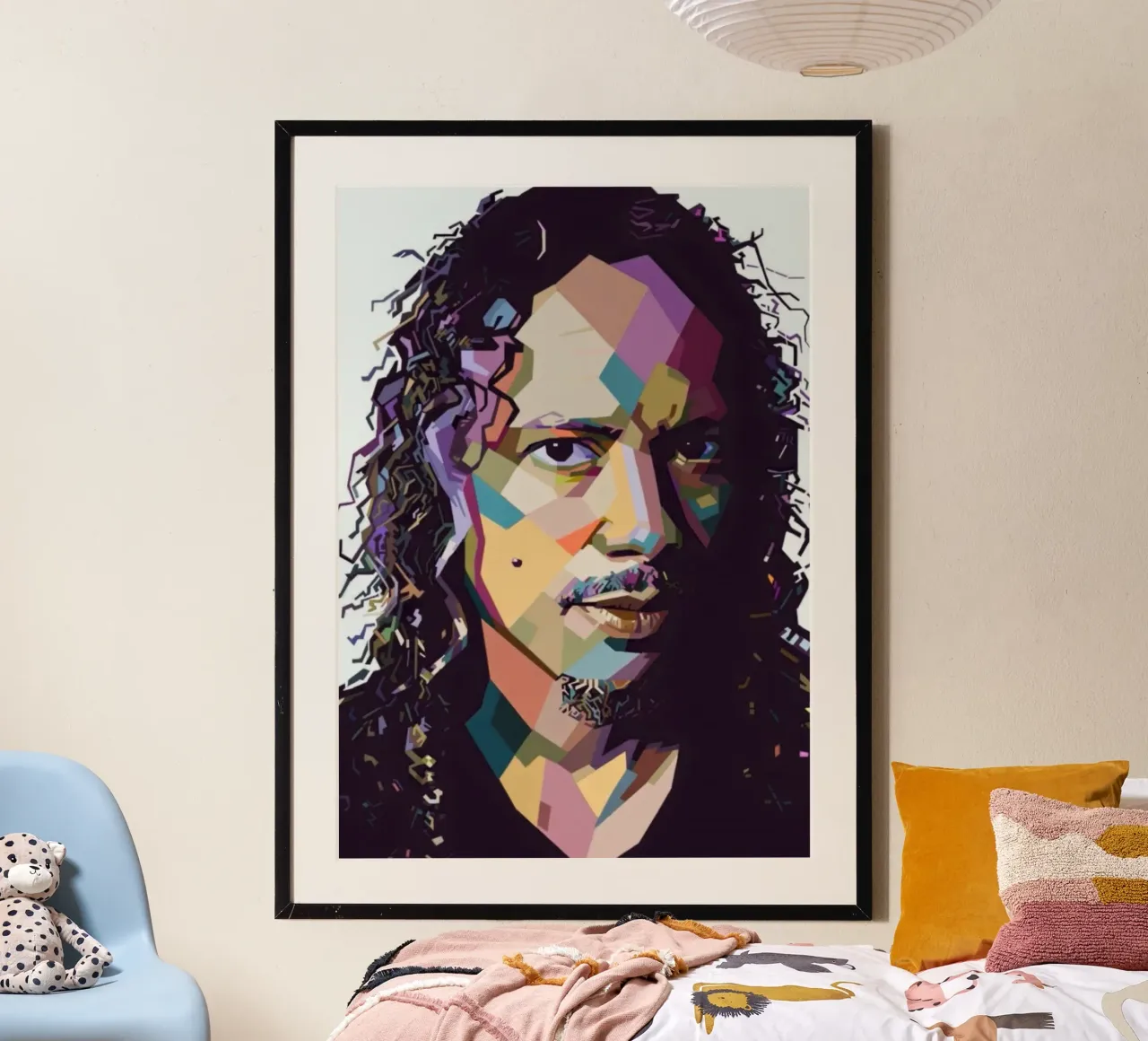 Kirk Hammet Metallica pop art poster con telaio in plastica da Hantamrata
