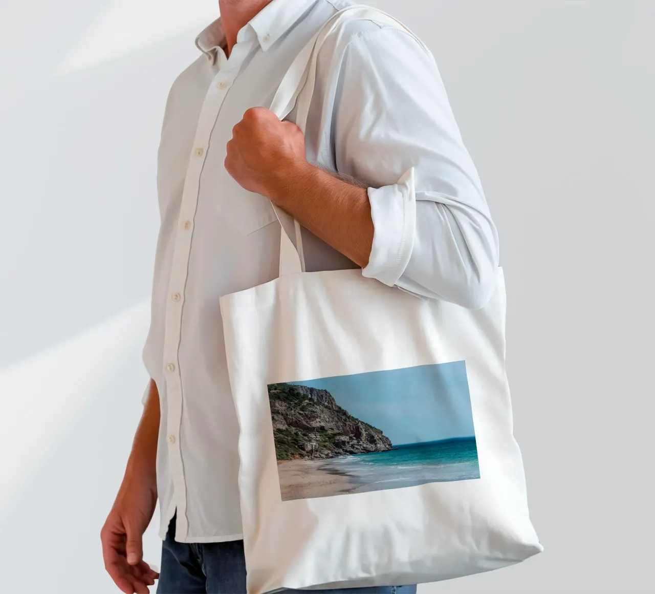 Ricreazione in riva al mare borsa in juta da Carinaprint