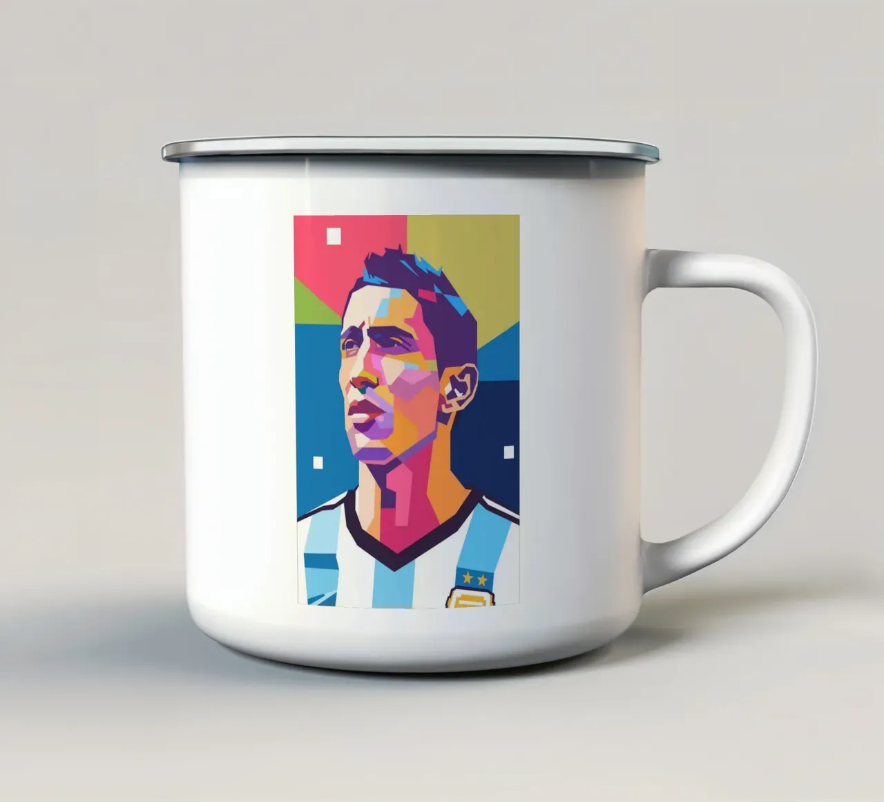 Iconico calcio Angel Di Maria pop art tazza in smalto da Hantamrata