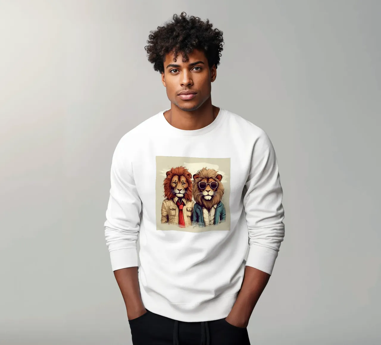 Retro Lion Duo sweatshirt by Funny Animals