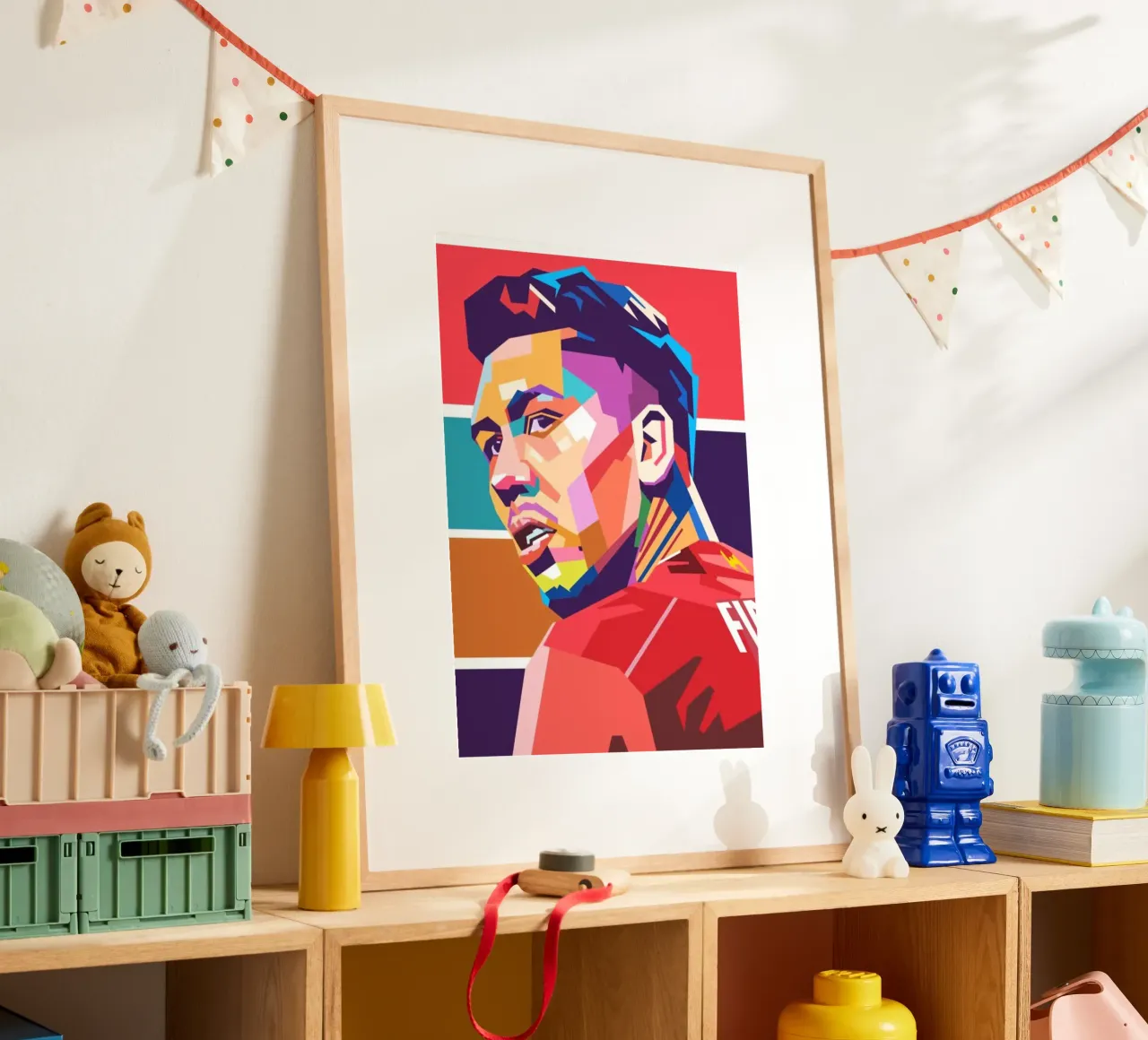 Calcio iconico Robert Firmino pop art poster con telaio in alluminio da Hantamrata