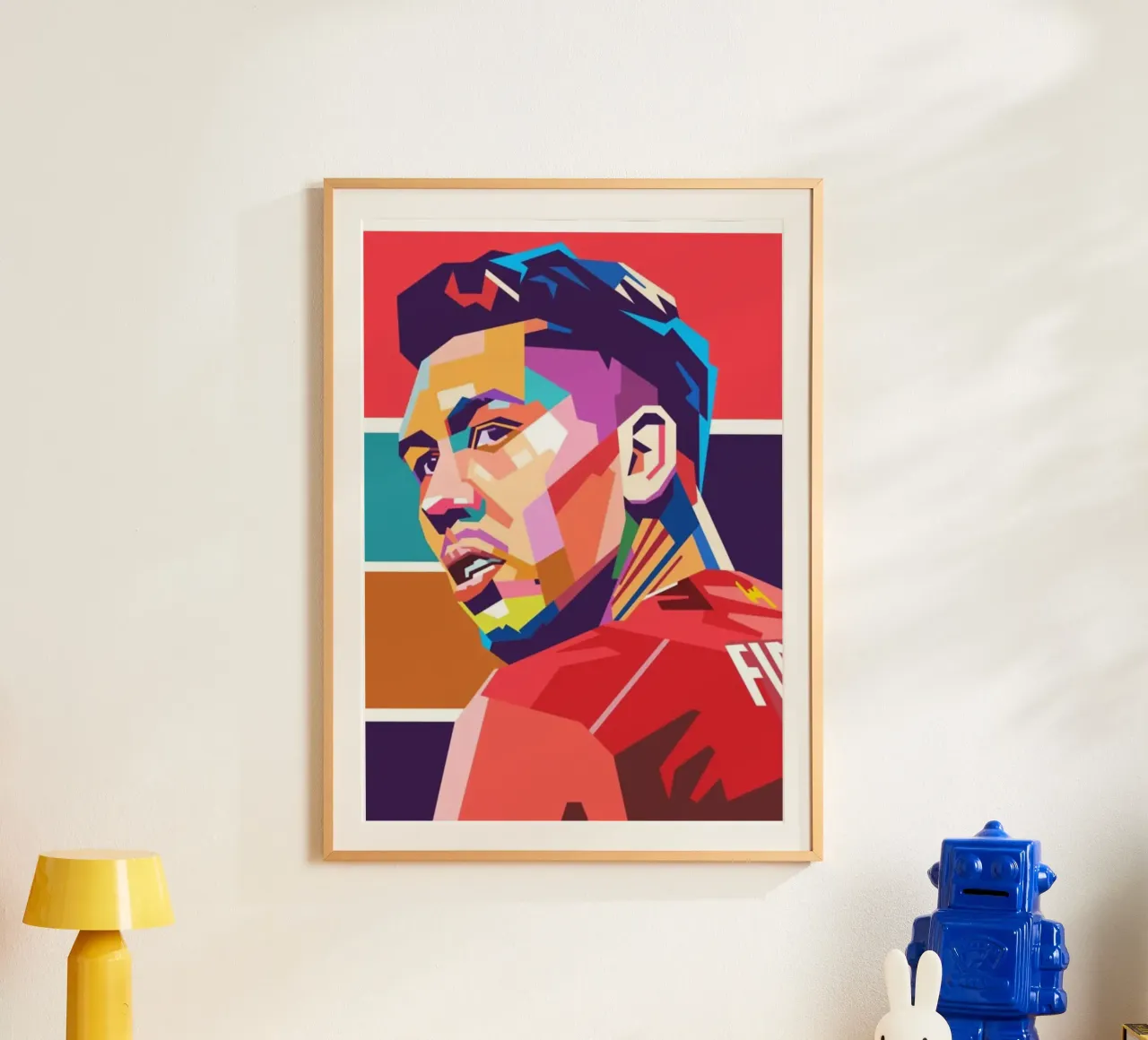 Calcio iconico Robert Firmino pop art poster con telaio in alluminio da Hantamrata