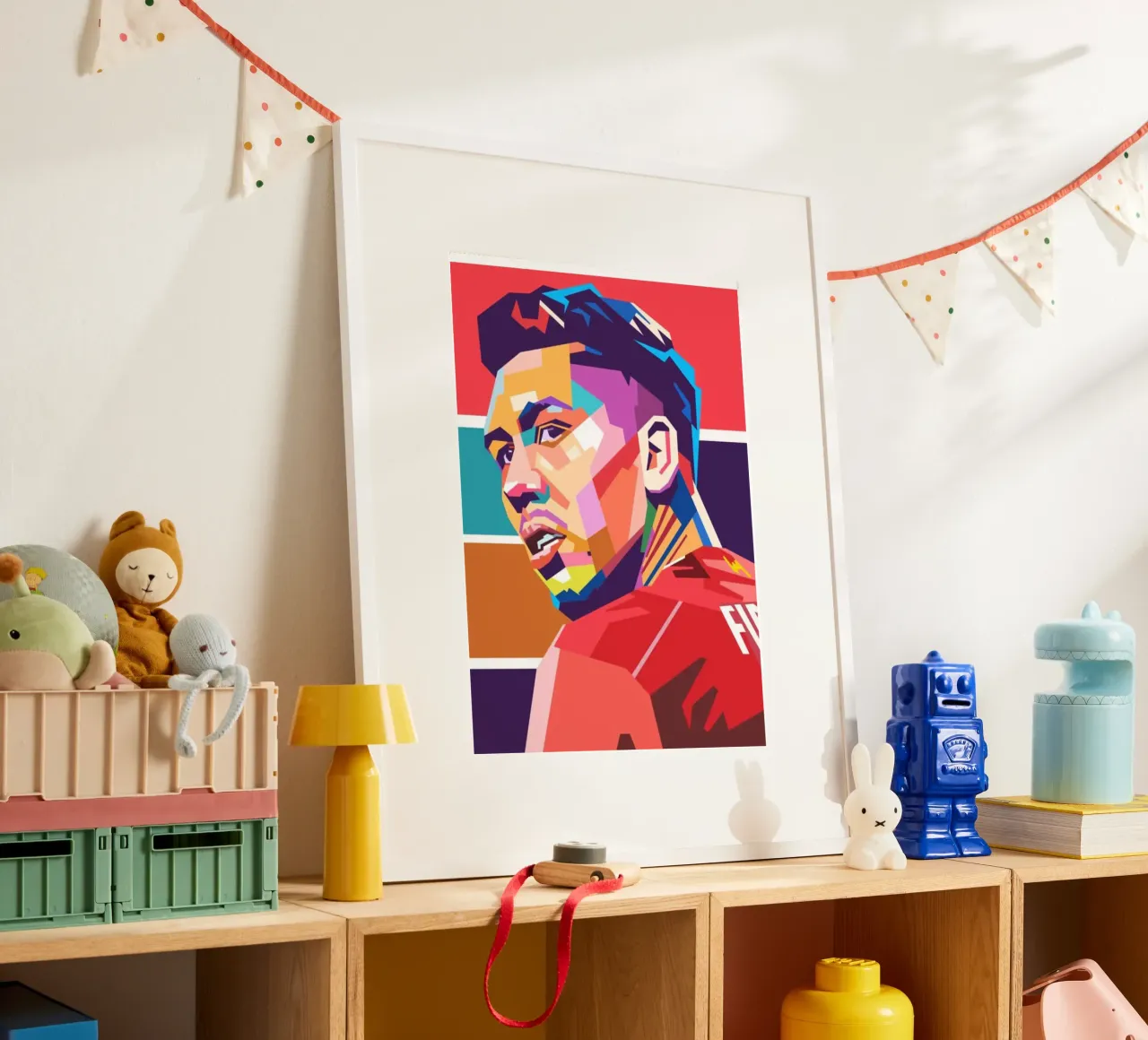 Calcio iconico Robert Firmino pop art poster con telaio in alluminio da Hantamrata