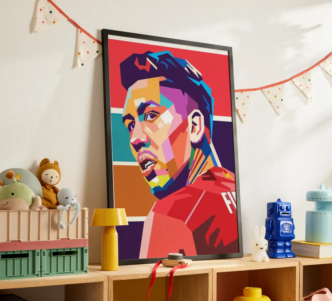 Calcio iconico Robert Firmino pop art poster con telaio in alluminio da Hantamrata
